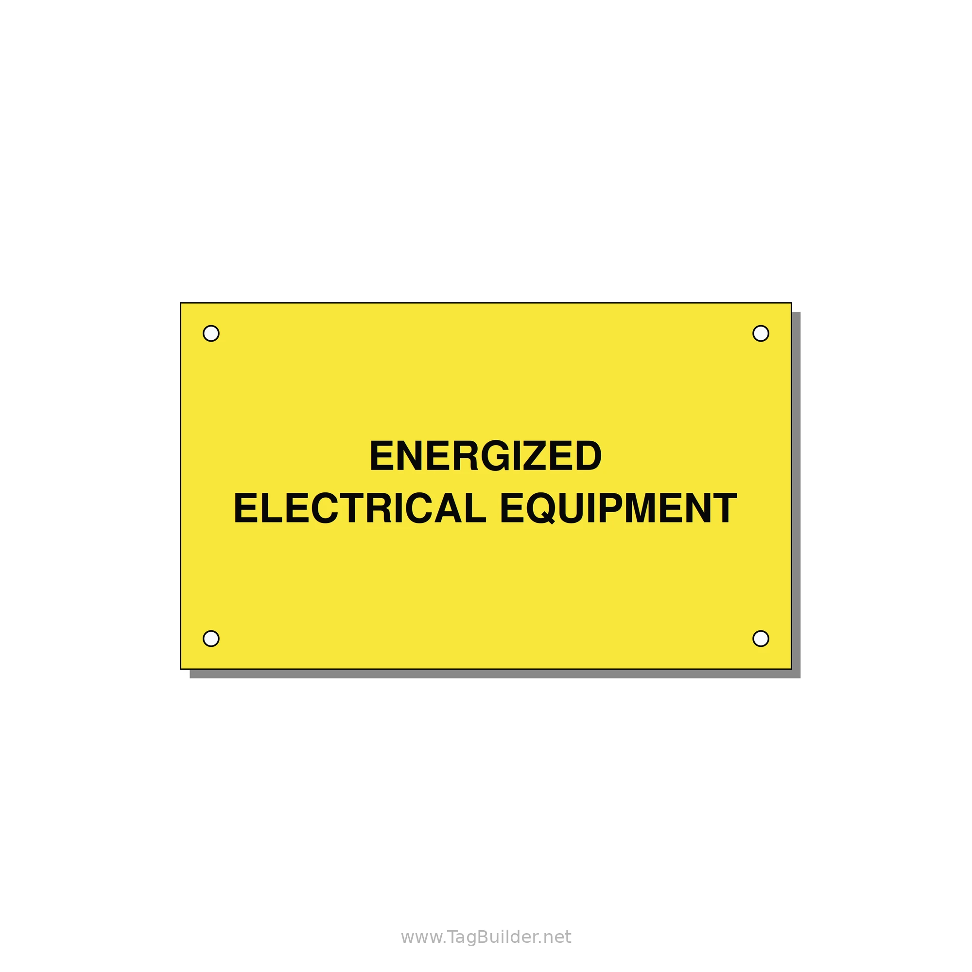 5.0x3.0" Electrical Safety Label - ENERGIZED ELECTRICAL EQUI — 5x3" Black on Yellow, Holes