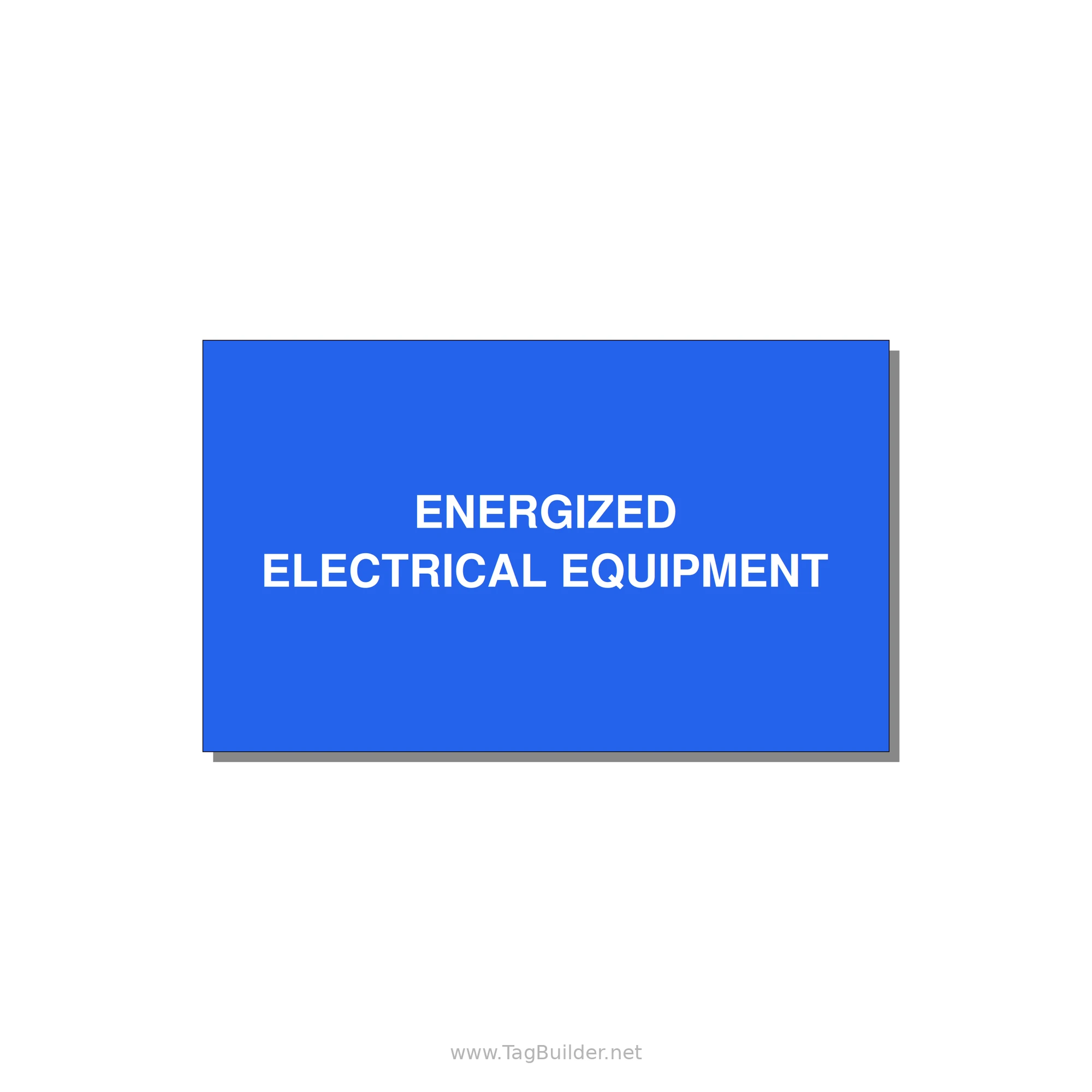 5.0x3.0" Electrical Safety Label - ENERGIZED ELECTRICAL EQUI — 5x3" White on Blue, Adhesive