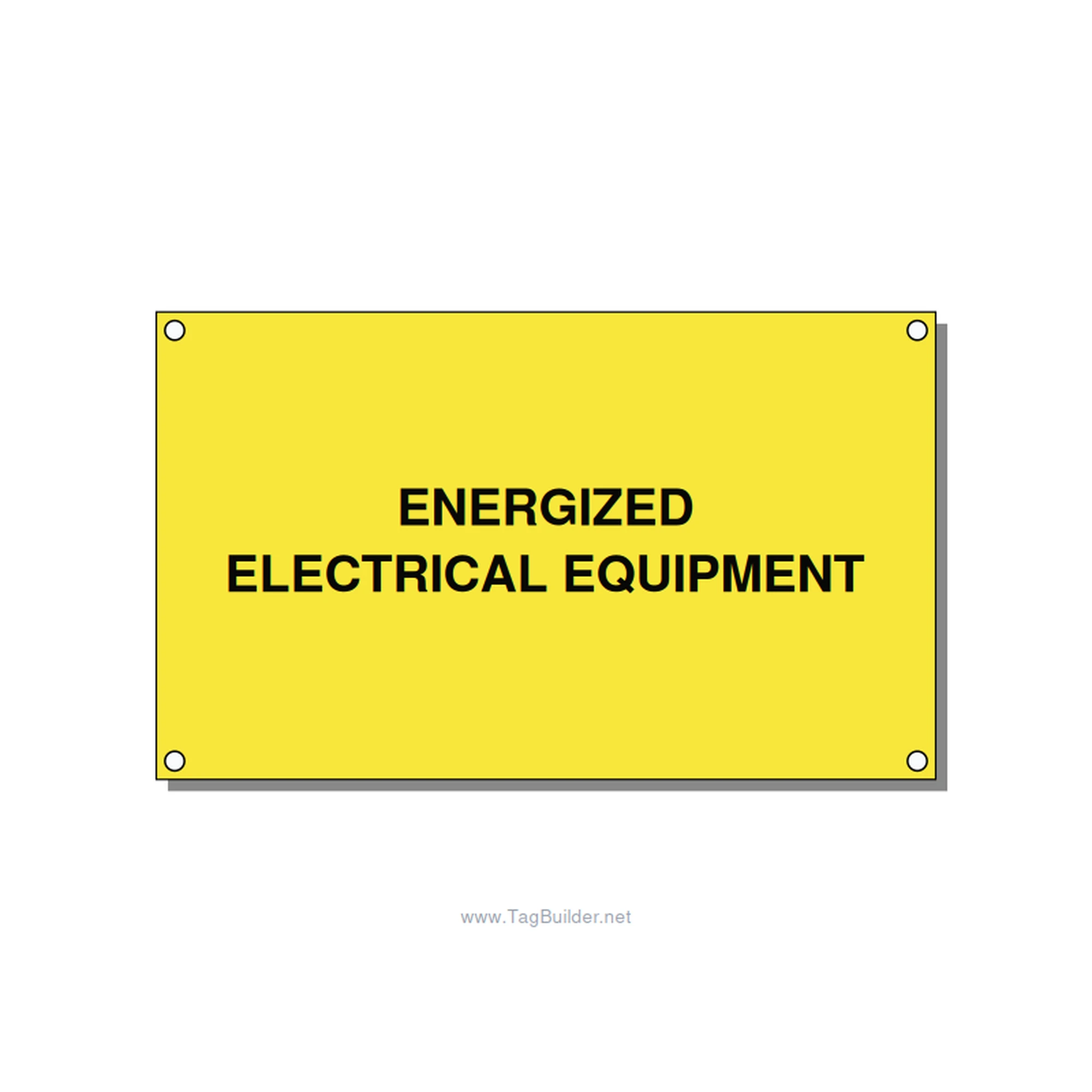 5.0x3.0" Electrical Safety Label - ENERGIZED ELECTRICAL EQUI, Black/Yellow, Hole
