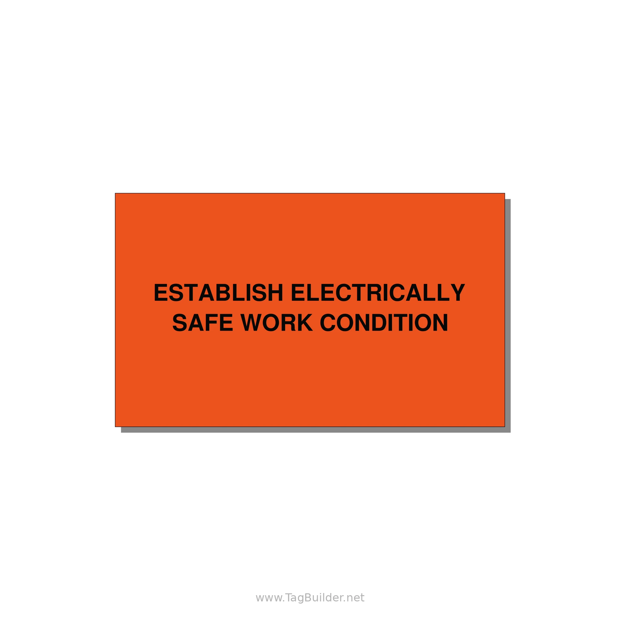5.0x3.0" Electrical Safety Label - ESTABLISH ELECTRICALLY SA — 5x3" Black on Orange, Adhesive