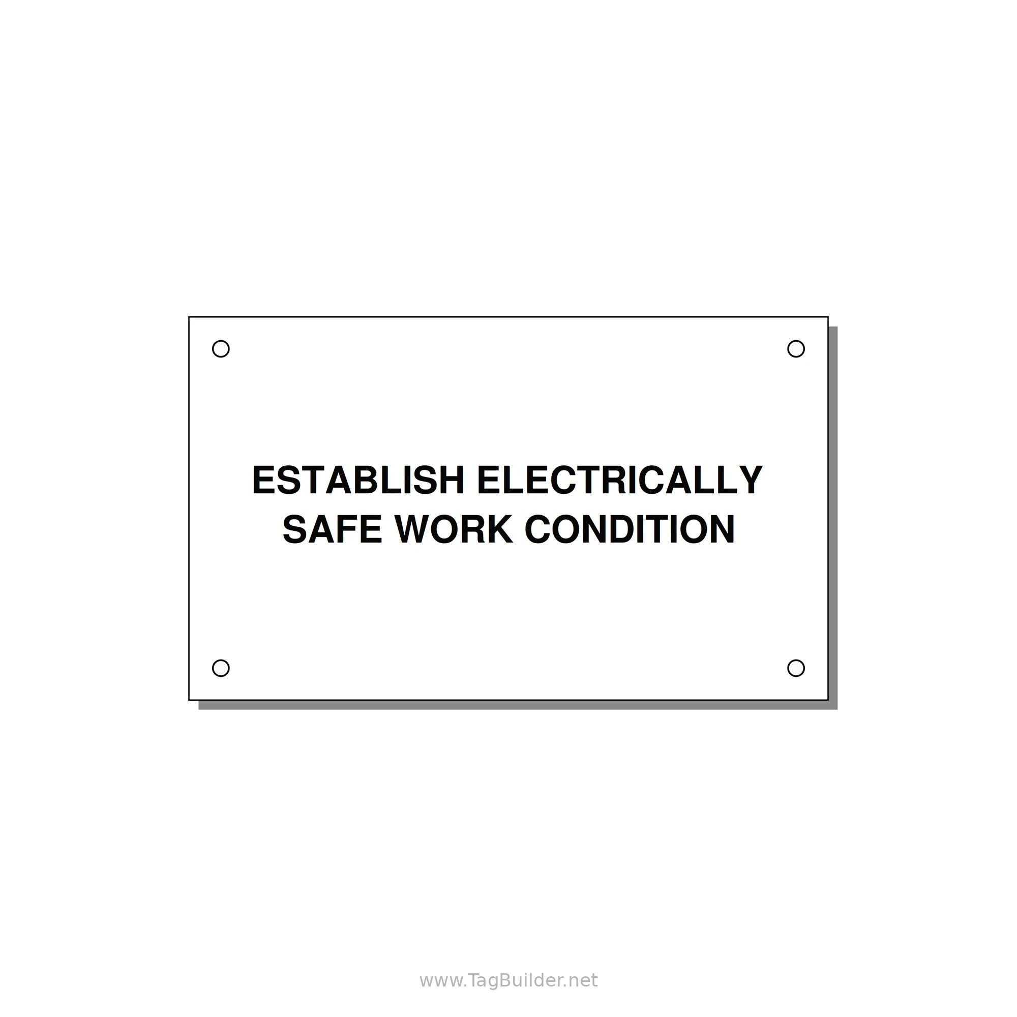 5.0x3.0" Electrical Safety Label - ESTABLISH ELECTRICALLY SA — 5x3" Black on White, Holes