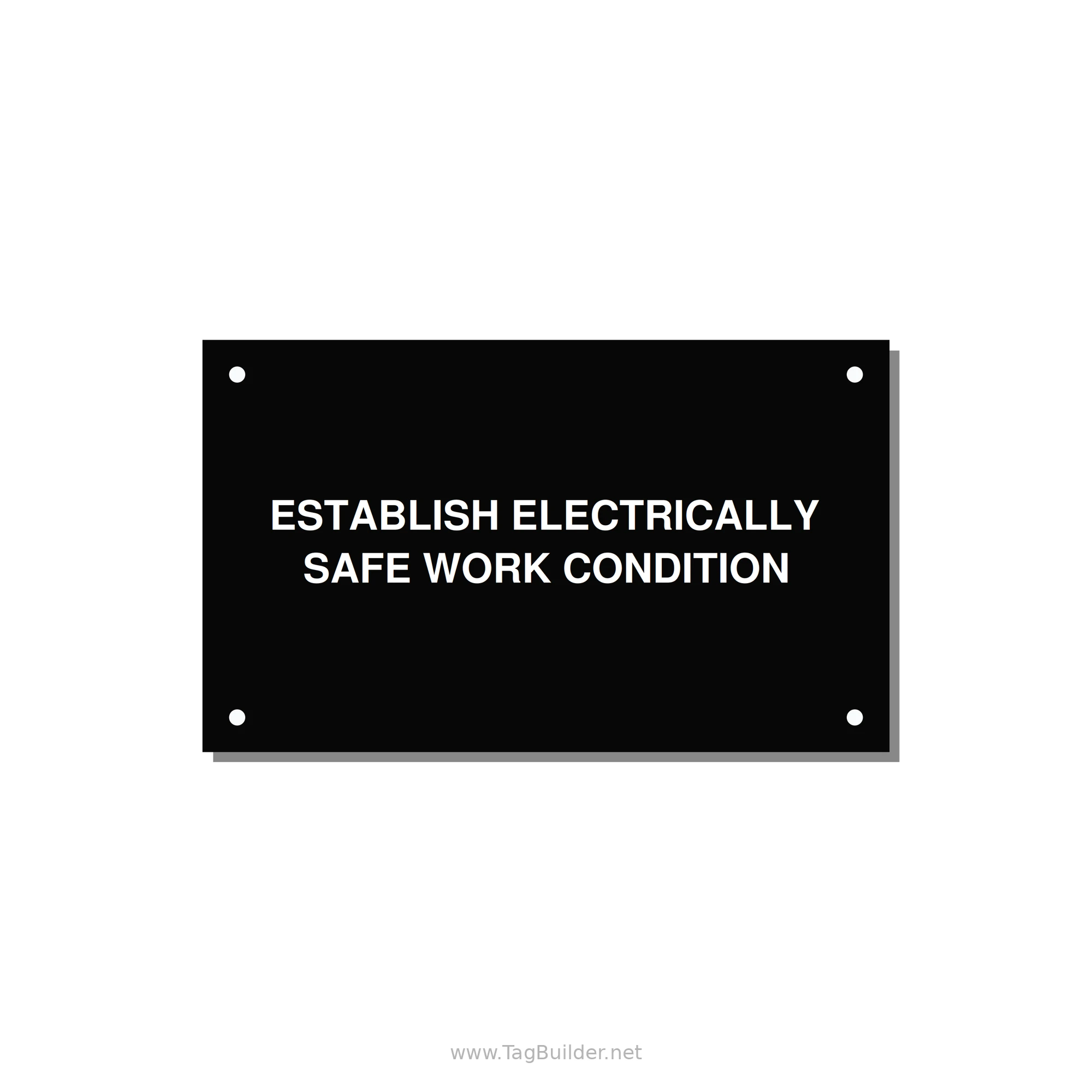 5.0x3.0" Electrical Safety Label - ESTABLISH ELECTRICALLY SA — 5x3" White on Black, Holes