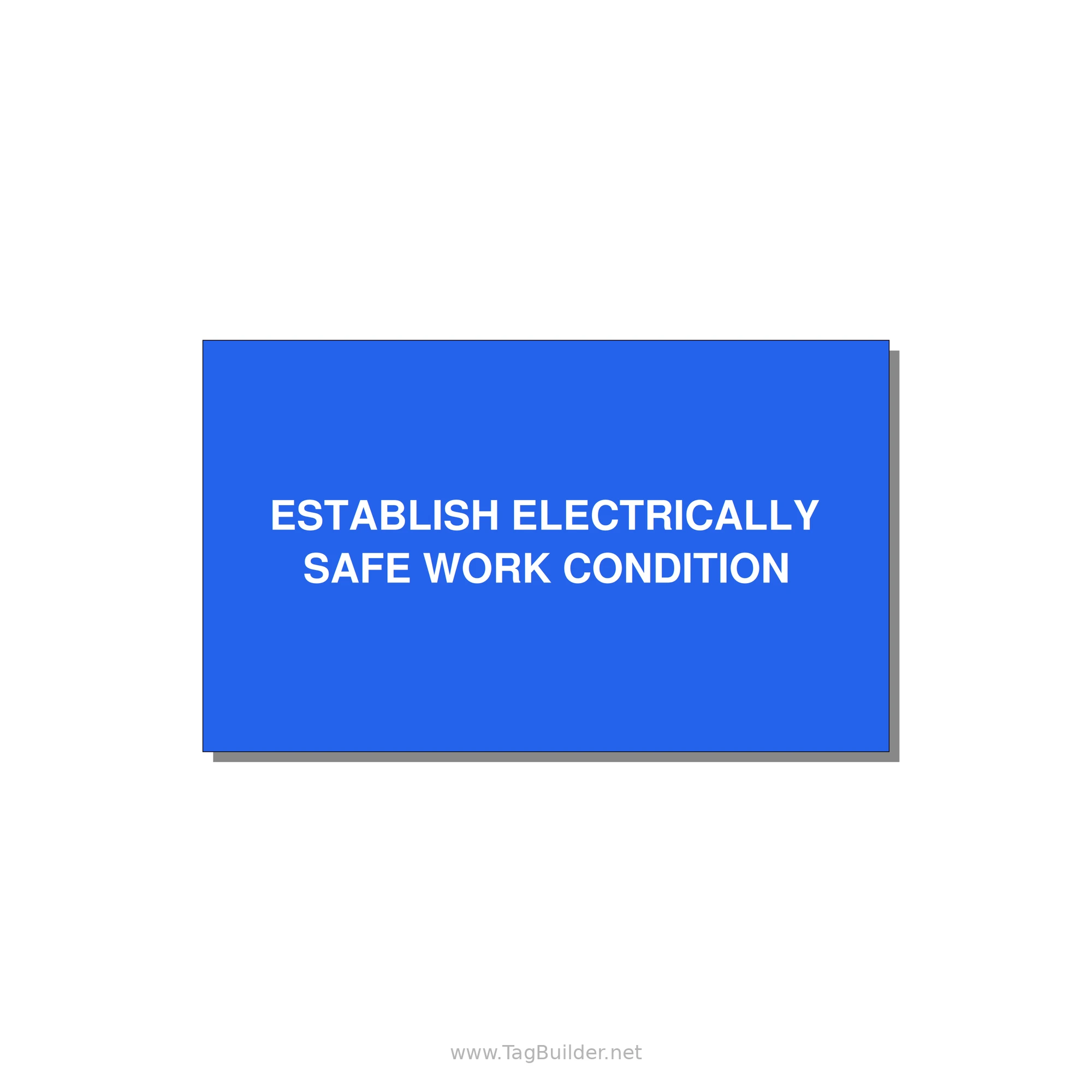 5.0x3.0" Electrical Safety Label - ESTABLISH ELECTRICALLY SA — 5x3" White on Blue, Adhesive