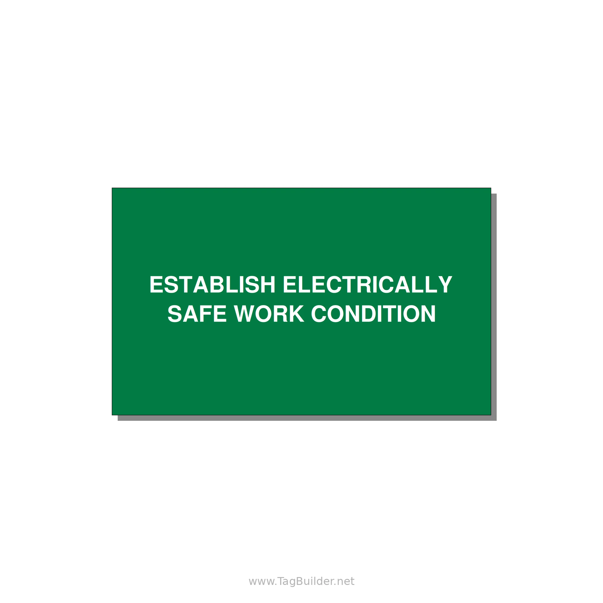 5.0x3.0" Electrical Safety Label - ESTABLISH ELECTRICALLY SA — 5x3" White on Green, Adhesive