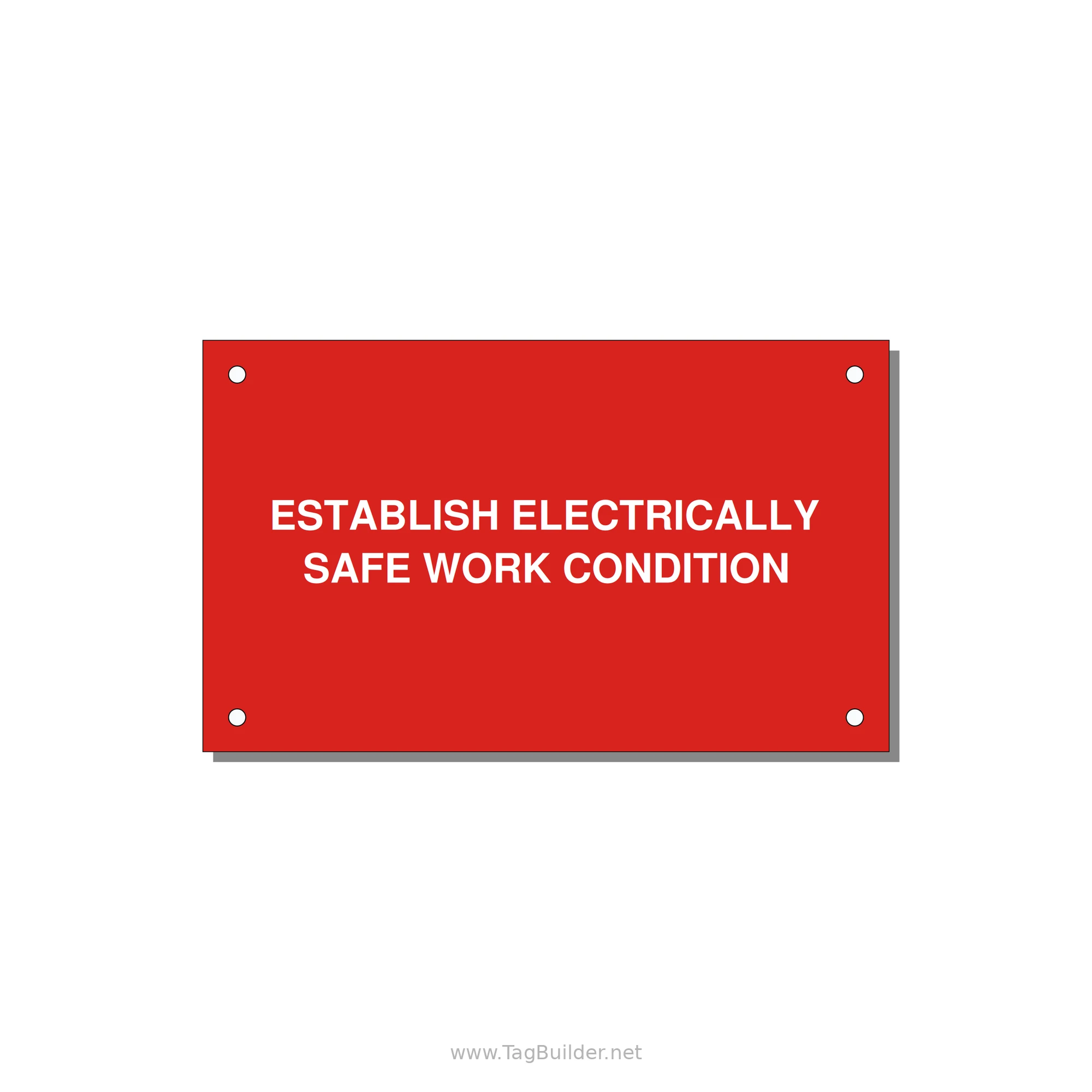 5.0x3.0" Electrical Safety Label - ESTABLISH ELECTRICALLY SA — 5x3" White on Red, Holes