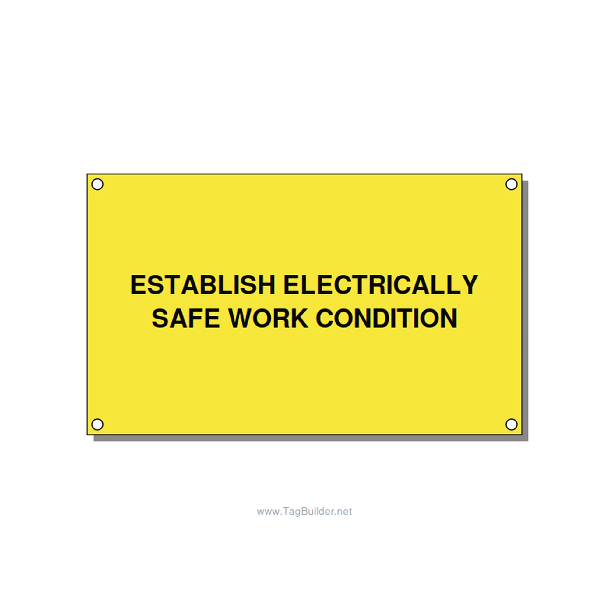 5.0x3.0" Electrical Safety Label - ESTABLISH ELECTRICALLY SA, Black/Yellow, Hole