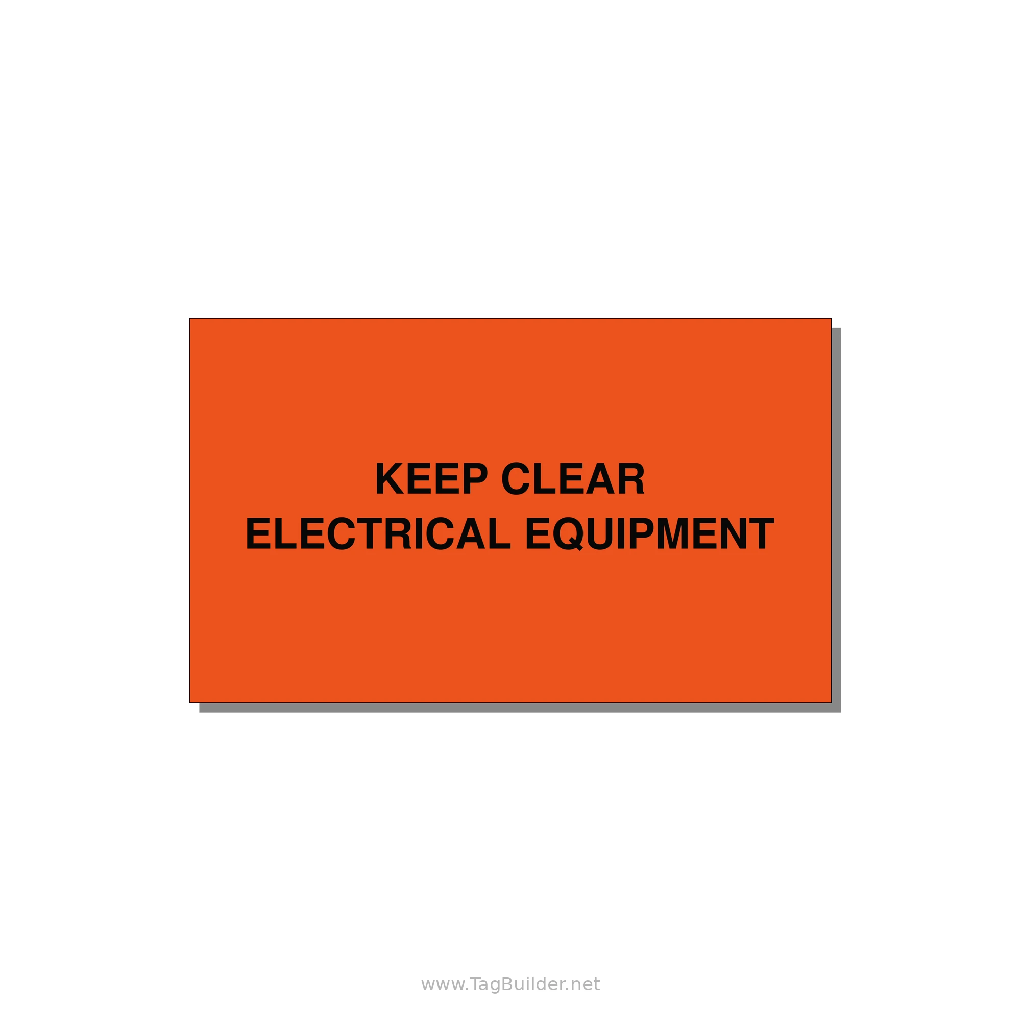 5.0x3.0" Electrical Safety Label - KEEP CLEAR ELECTRICAL EQU — 5x3" Black on Orange, Adhesive
