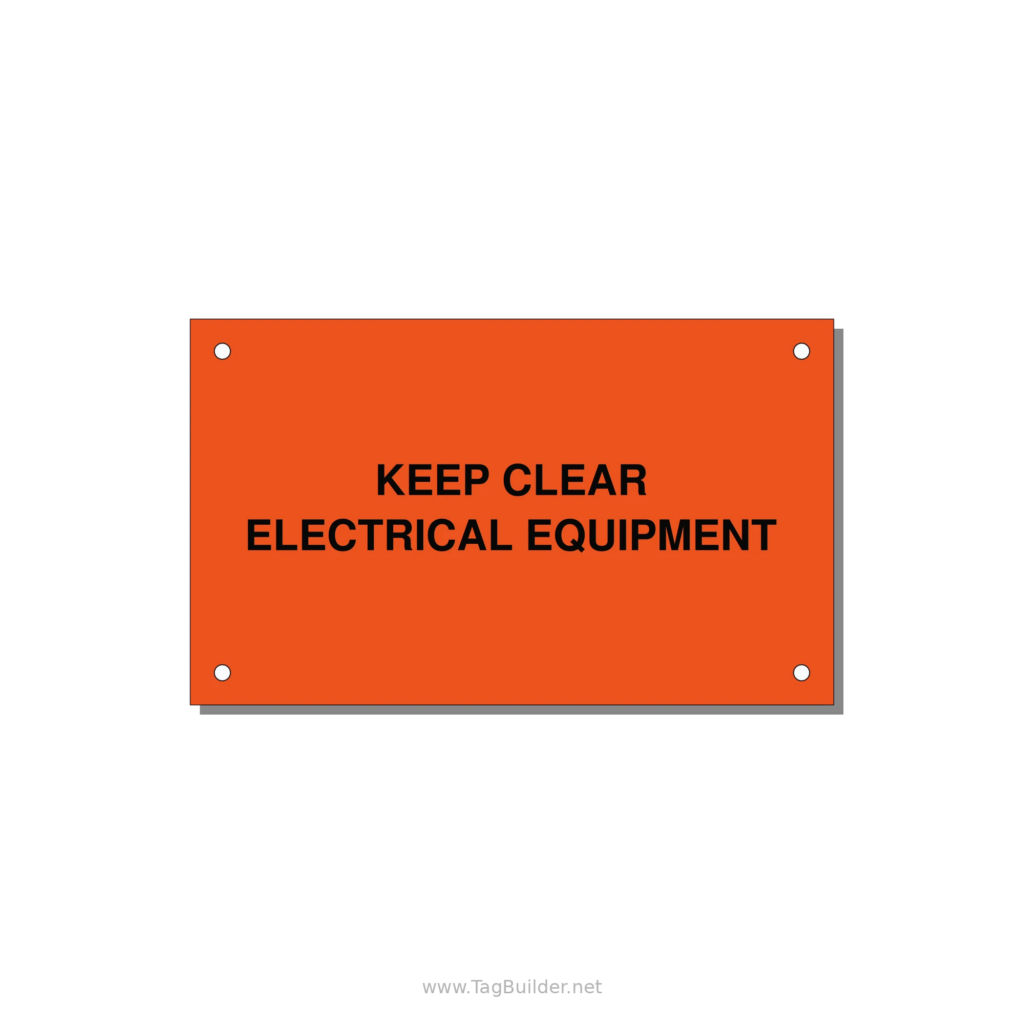 5.0x3.0" Electrical Safety Label - KEEP CLEAR ELECTRICAL EQU — 5x3" Black on Orange, Holes