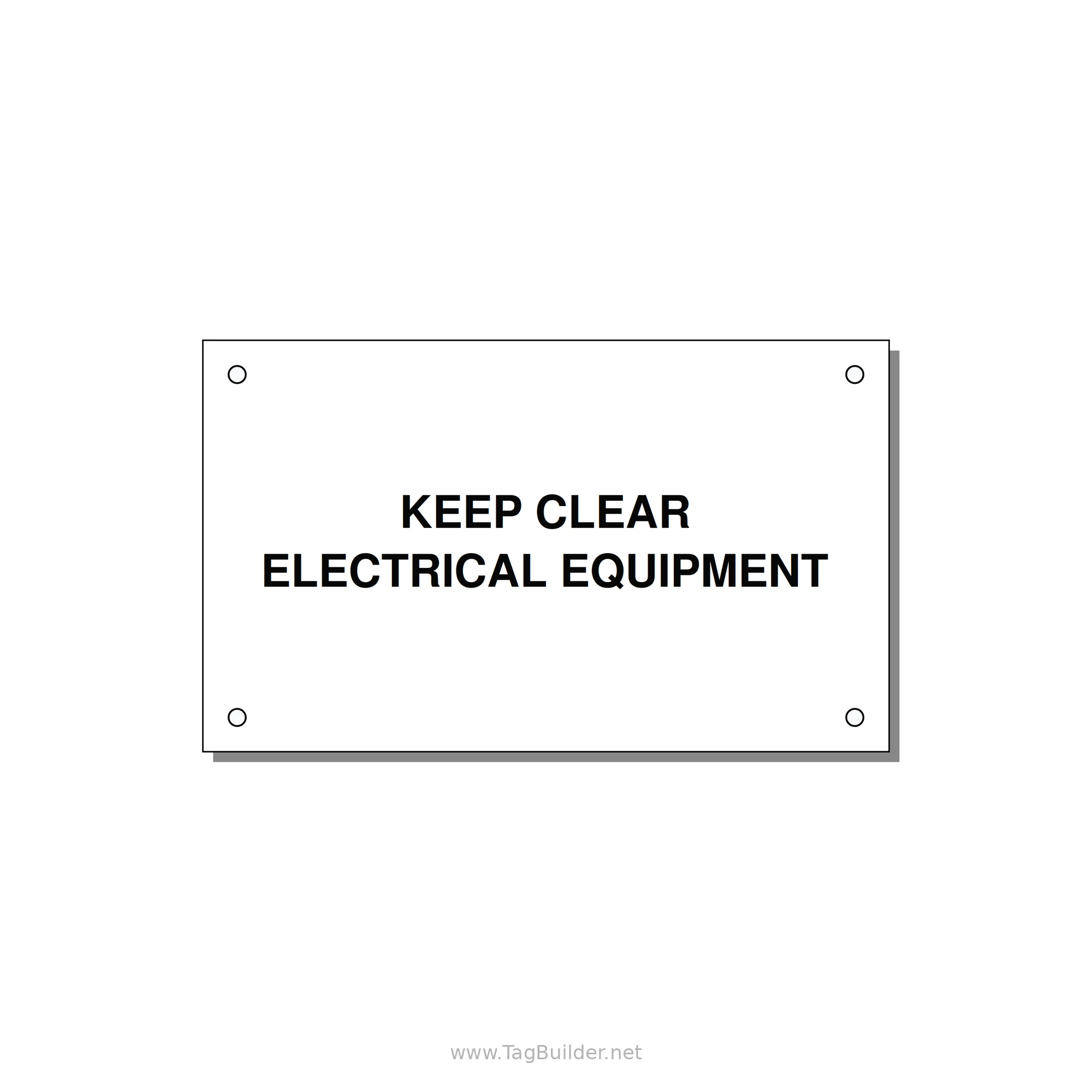 5.0x3.0" Electrical Safety Label - KEEP CLEAR ELECTRICAL EQU — 5x3" Black on White, Holes