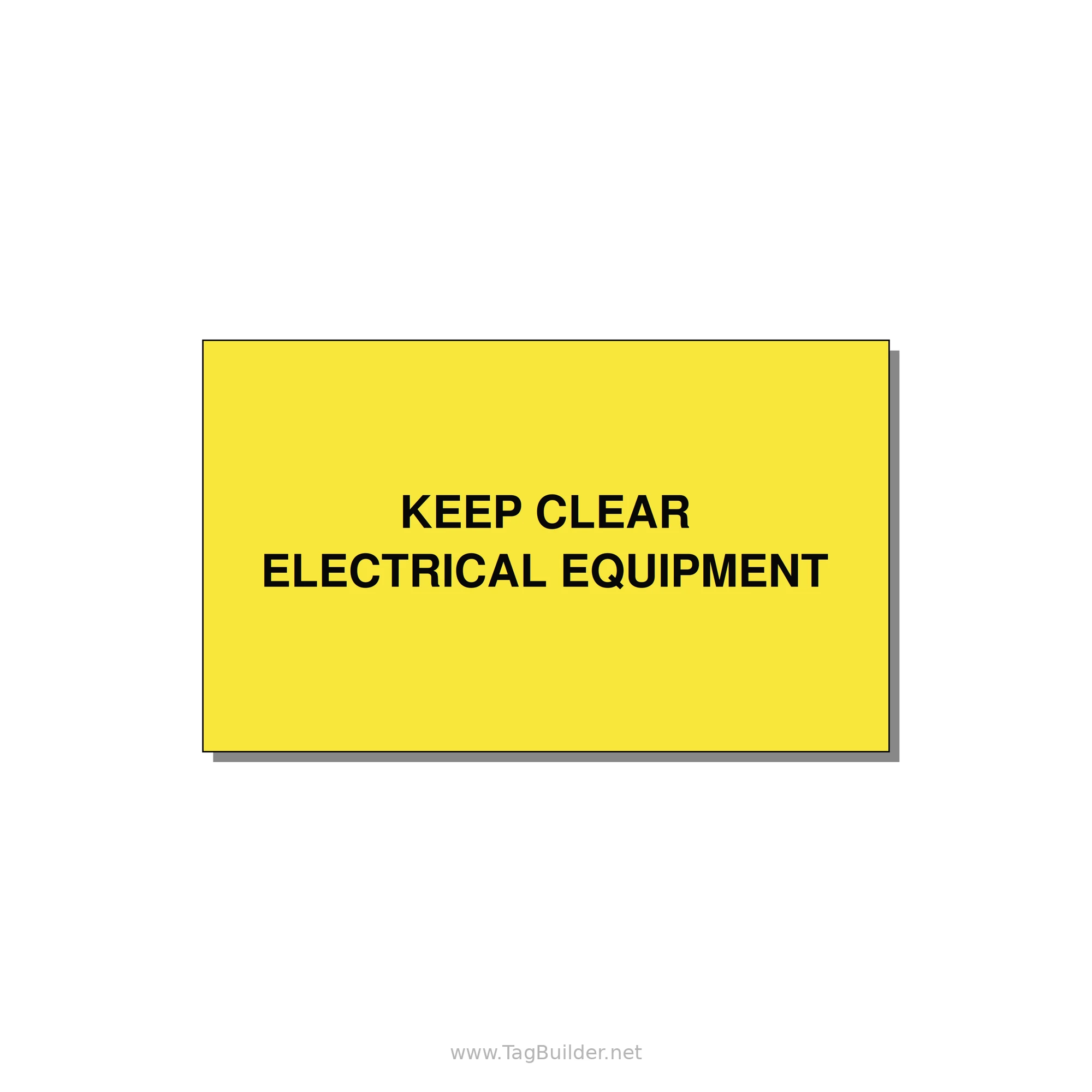 5.0x3.0" Electrical Safety Label - KEEP CLEAR ELECTRICAL EQU — 5x3" Black on Yellow, Adhesive