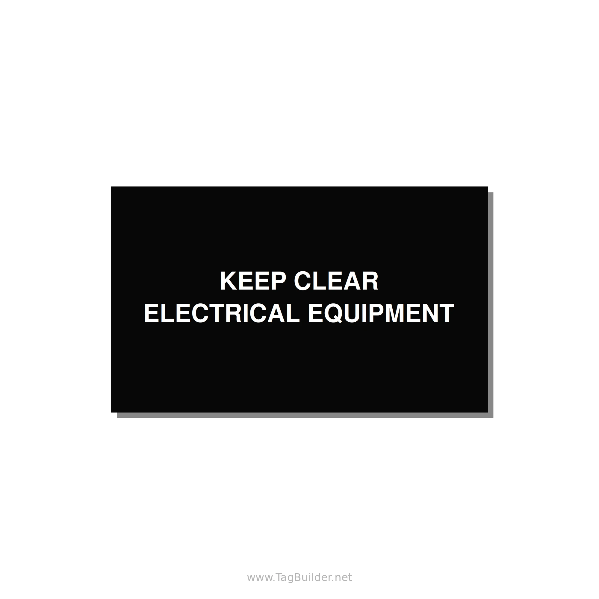 5.0x3.0" Electrical Safety Label - KEEP CLEAR ELECTRICAL EQU — 5x3" White on Black, Adhesive