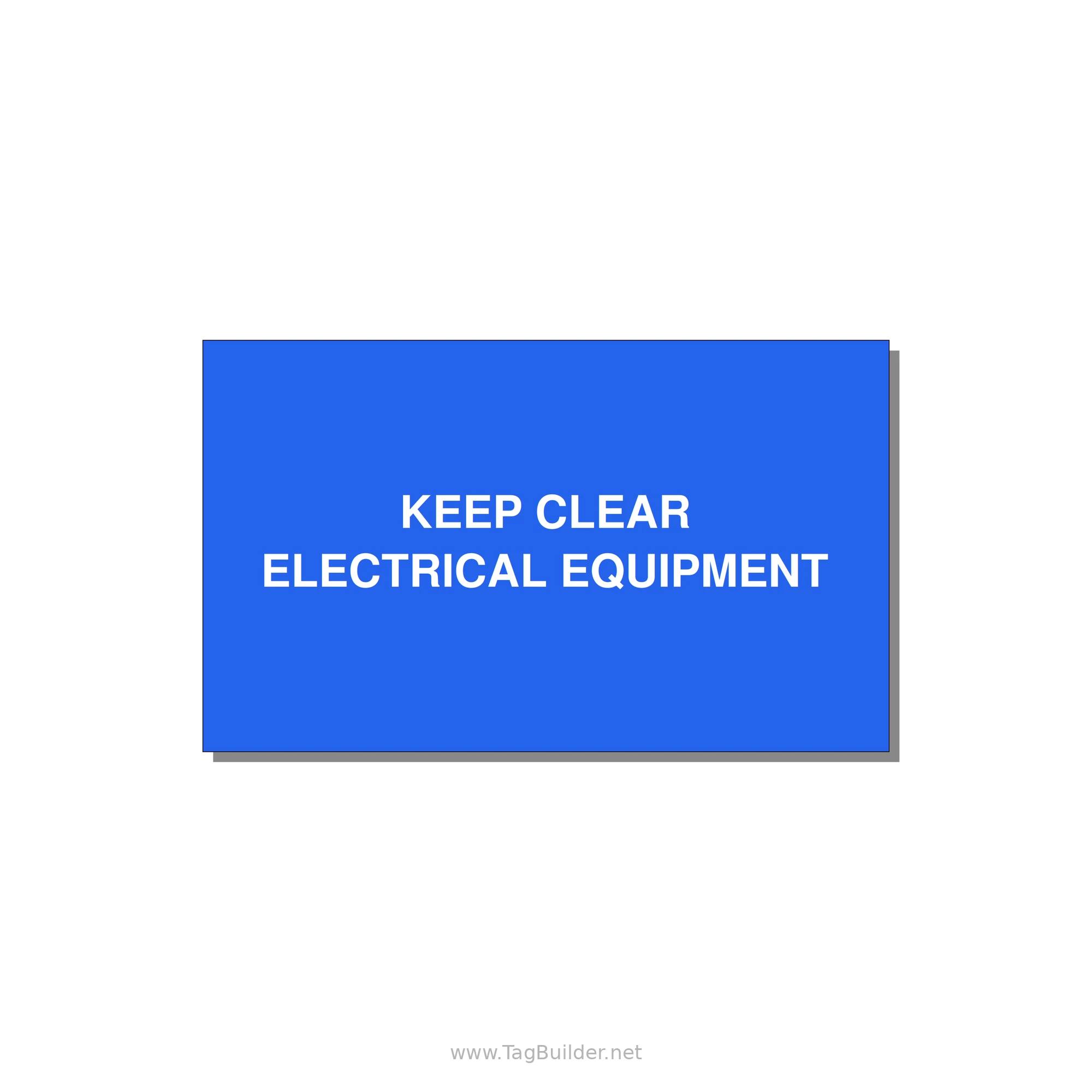 5.0x3.0" Electrical Safety Label - KEEP CLEAR ELECTRICAL EQU — 5x3" White on Blue, Adhesive