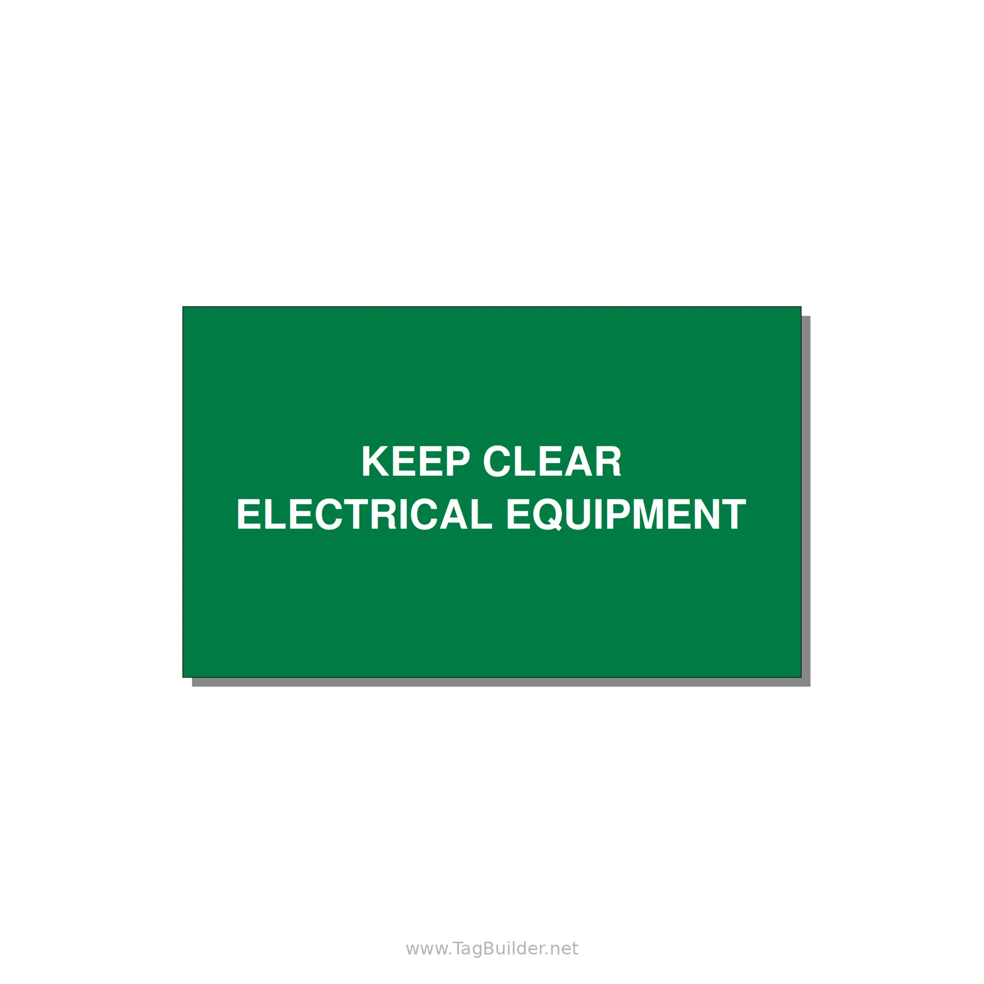 5.0x3.0" Electrical Safety Label - KEEP CLEAR ELECTRICAL EQU — 5x3" White on Green, Adhesive