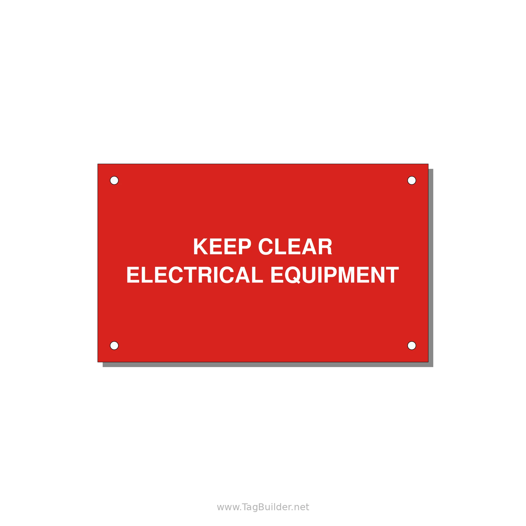5.0x3.0" Electrical Safety Label - KEEP CLEAR ELECTRICAL EQU — 5x3" White on Red, Holes