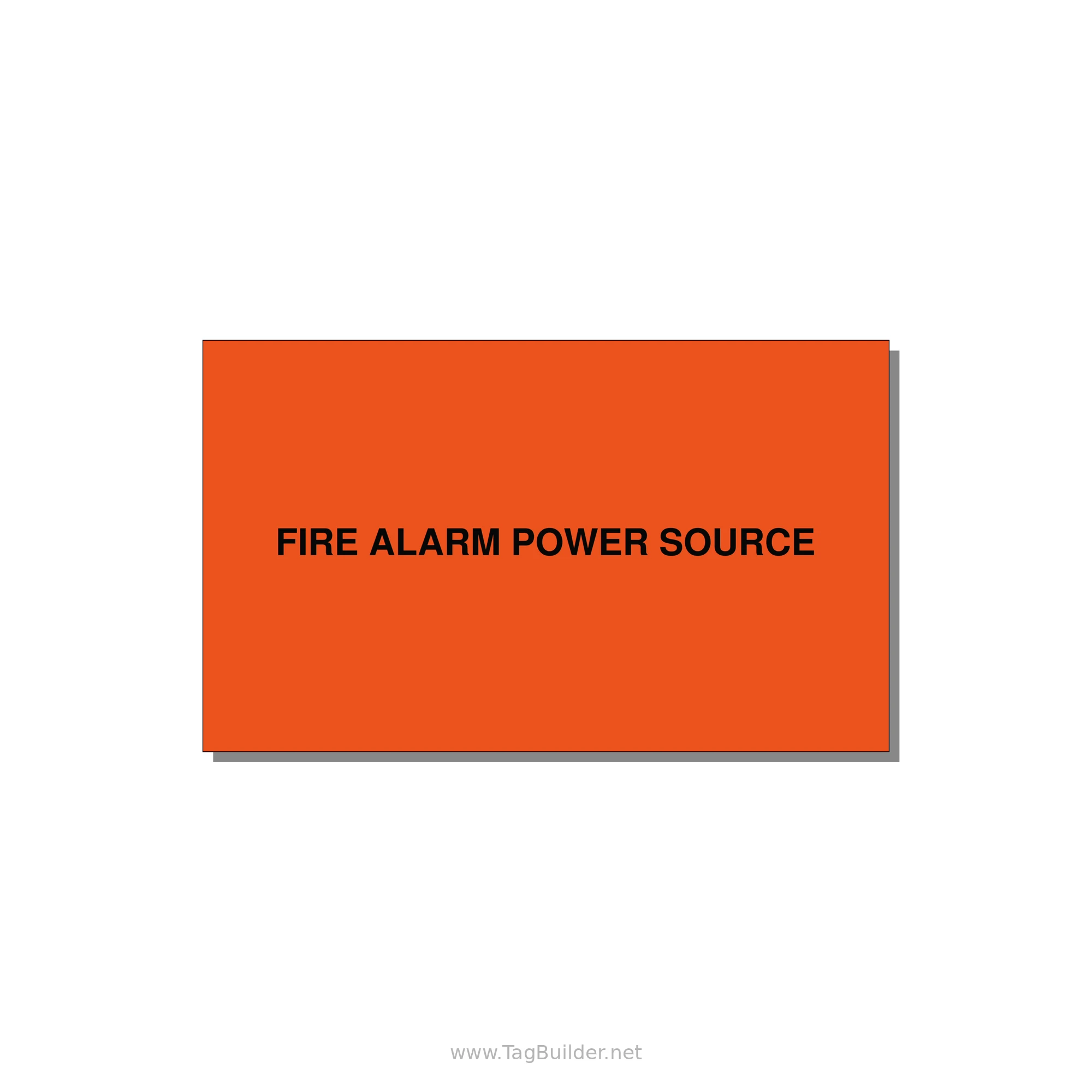 5.0x3.0" Fire Safety Label - FIRE ALARM POWER SOURCE — 5x3" Black on Orange, Adhesive