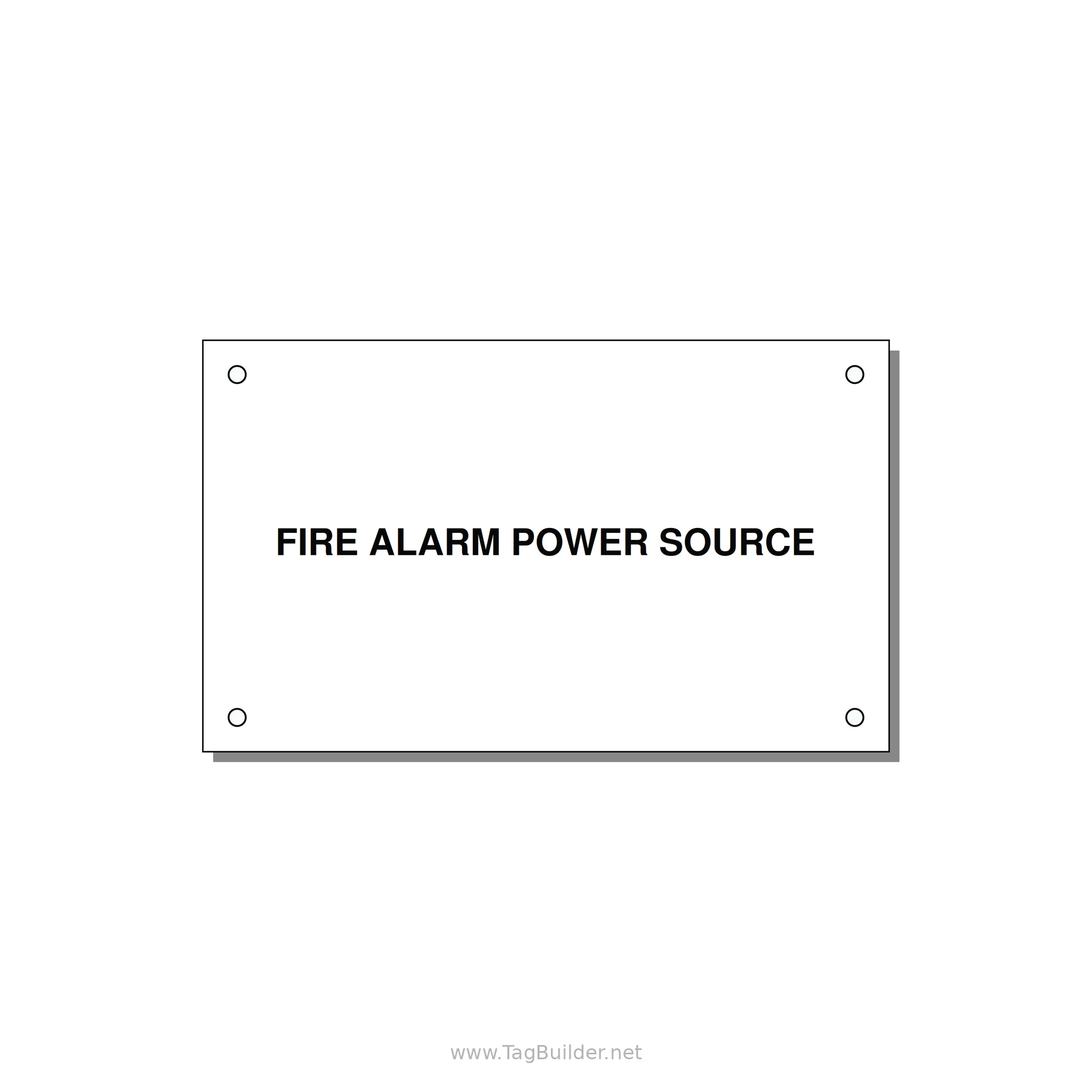 5.0x3.0" Fire Safety Label - FIRE ALARM POWER SOURCE — 5x3" Black on White, Holes