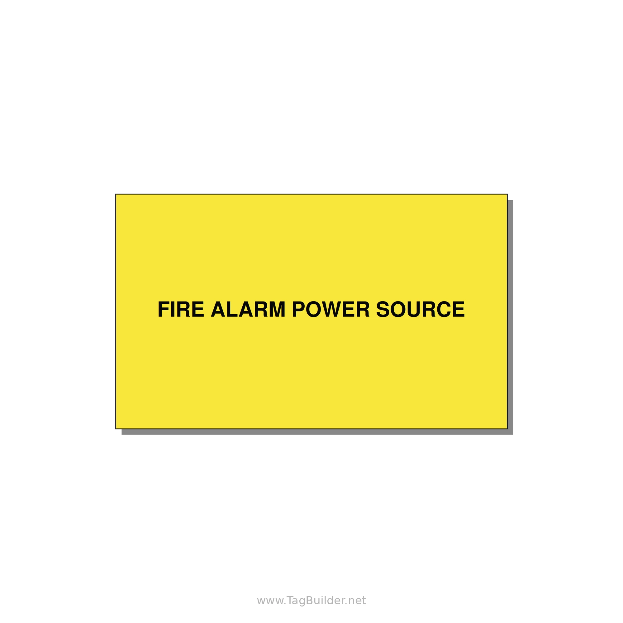 5.0x3.0" Fire Safety Label - FIRE ALARM POWER SOURCE — 5x3" Black on Yellow, Adhesive