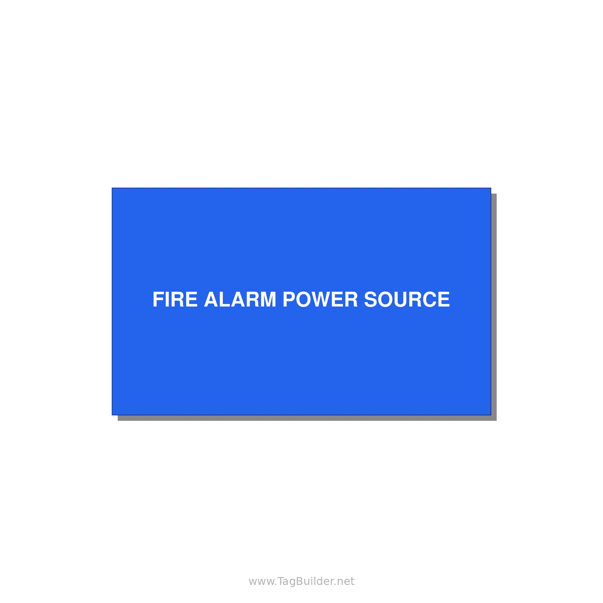 5.0x3.0" Fire Safety Label - FIRE ALARM POWER SOURCE — 5x3" White on Blue, Adhesive