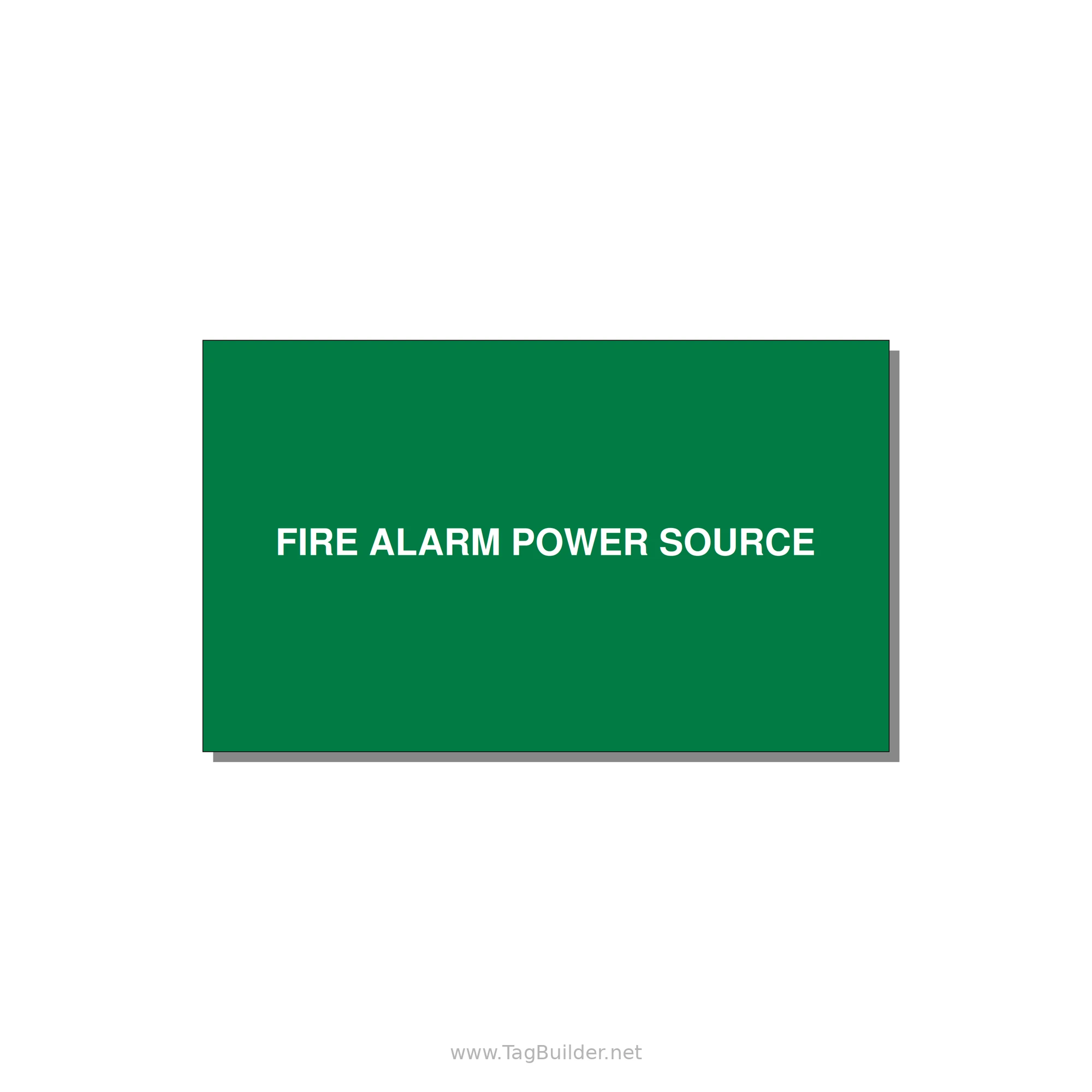 5.0x3.0" Fire Safety Label - FIRE ALARM POWER SOURCE — 5x3" White on Green, Adhesive