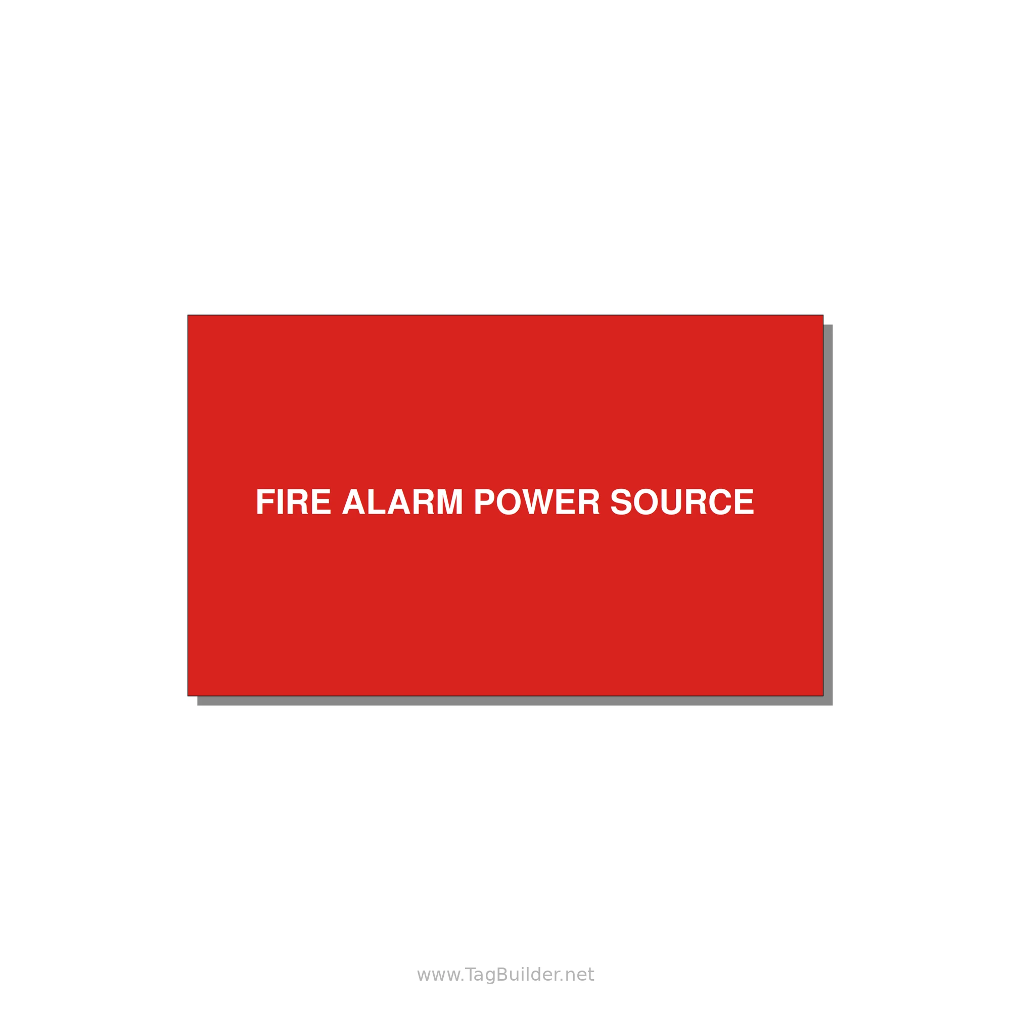5.0x3.0" Fire Safety Label - FIRE ALARM POWER SOURCE — 5x3" White on Red, Adhesive
