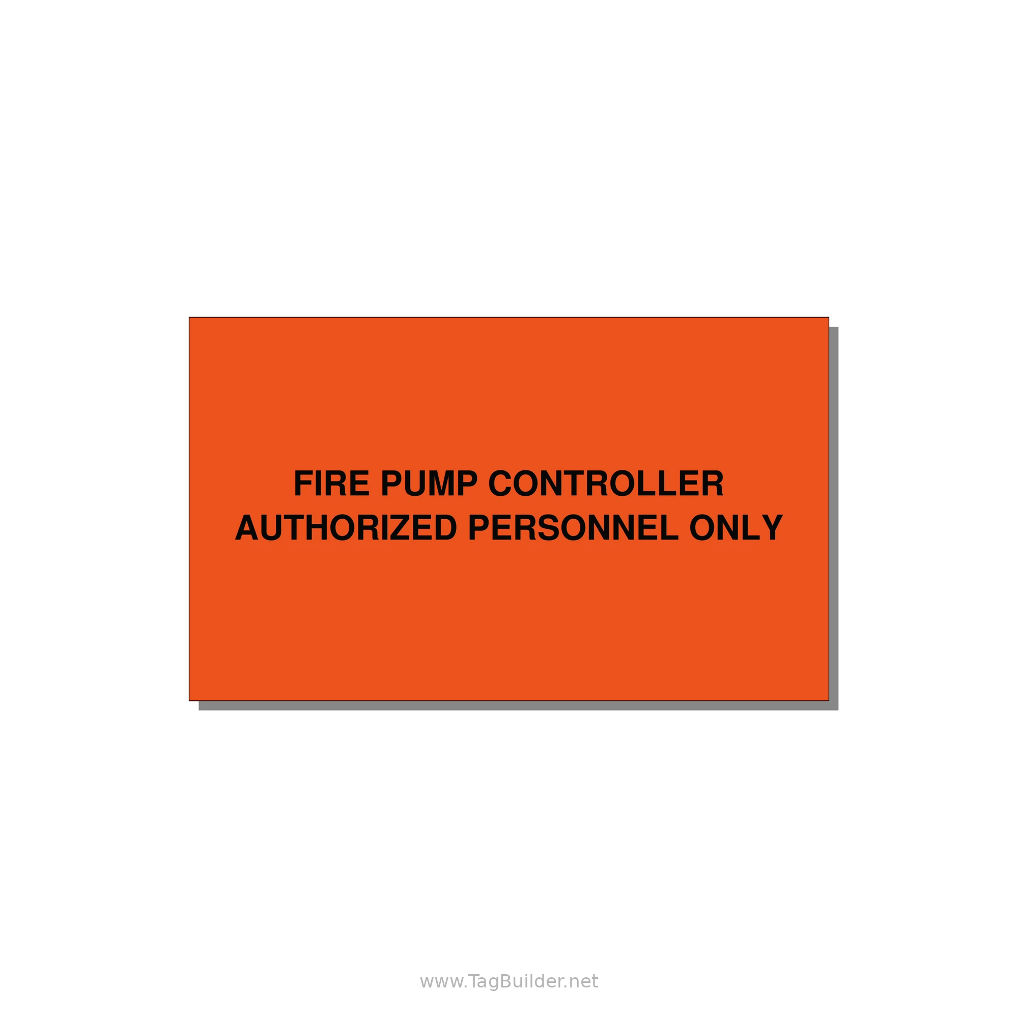 5.0x3.0" Fire Safety Label - FIRE PUMP CONTROLLER AUTH — 5x3" Black on Orange, Adhesive