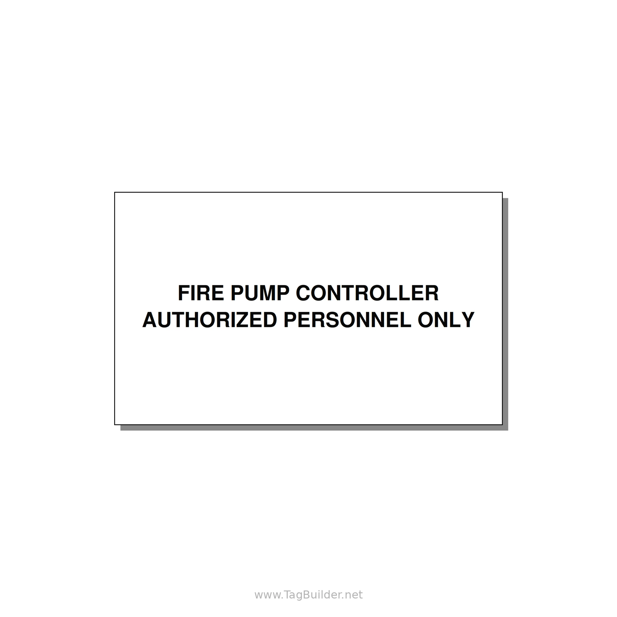 5.0x3.0" Fire Safety Label - FIRE PUMP CONTROLLER AUTH — 5x3" Black on White, Adhesive