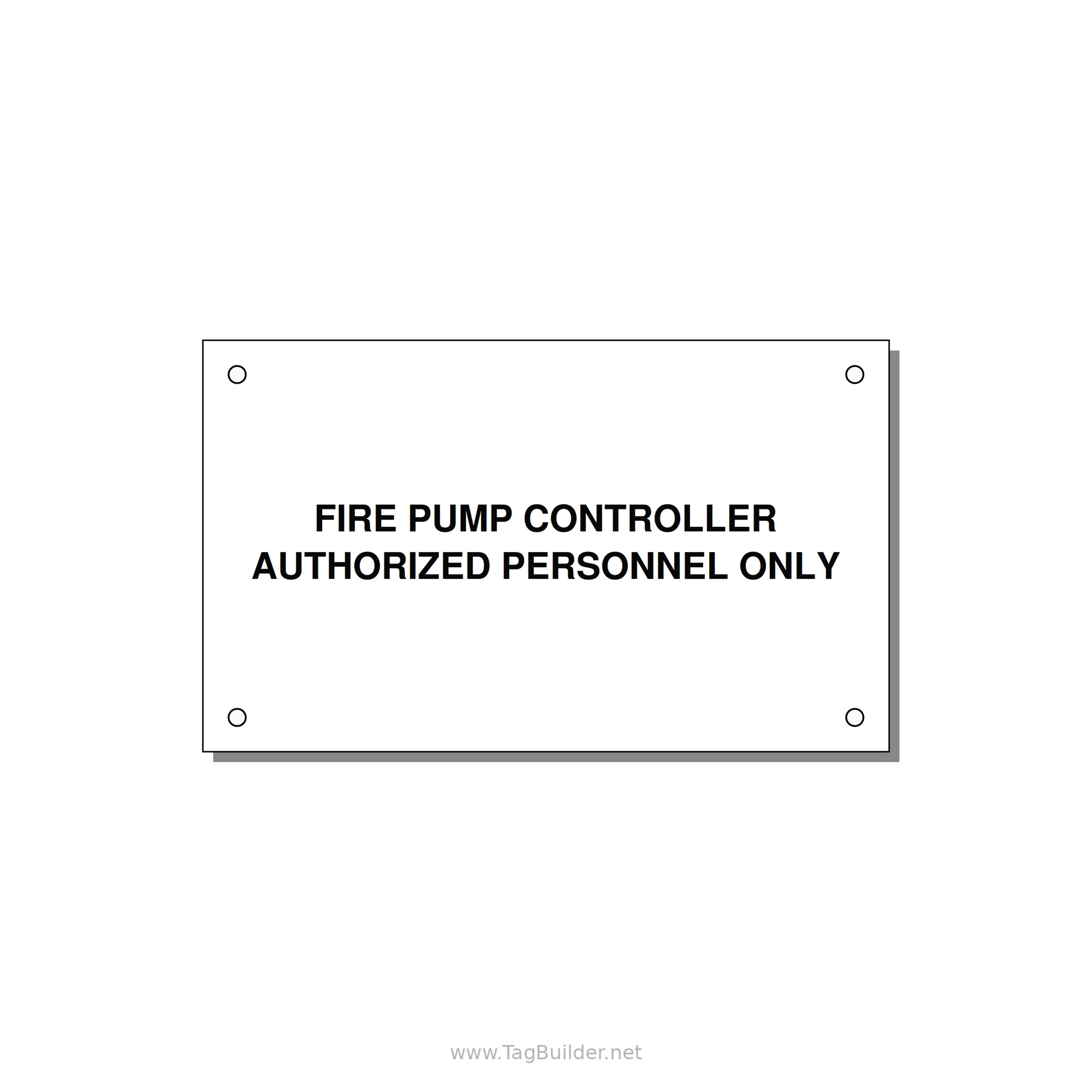 5.0x3.0" Fire Safety Label - FIRE PUMP CONTROLLER AUTH — 5x3" Black on White, Holes