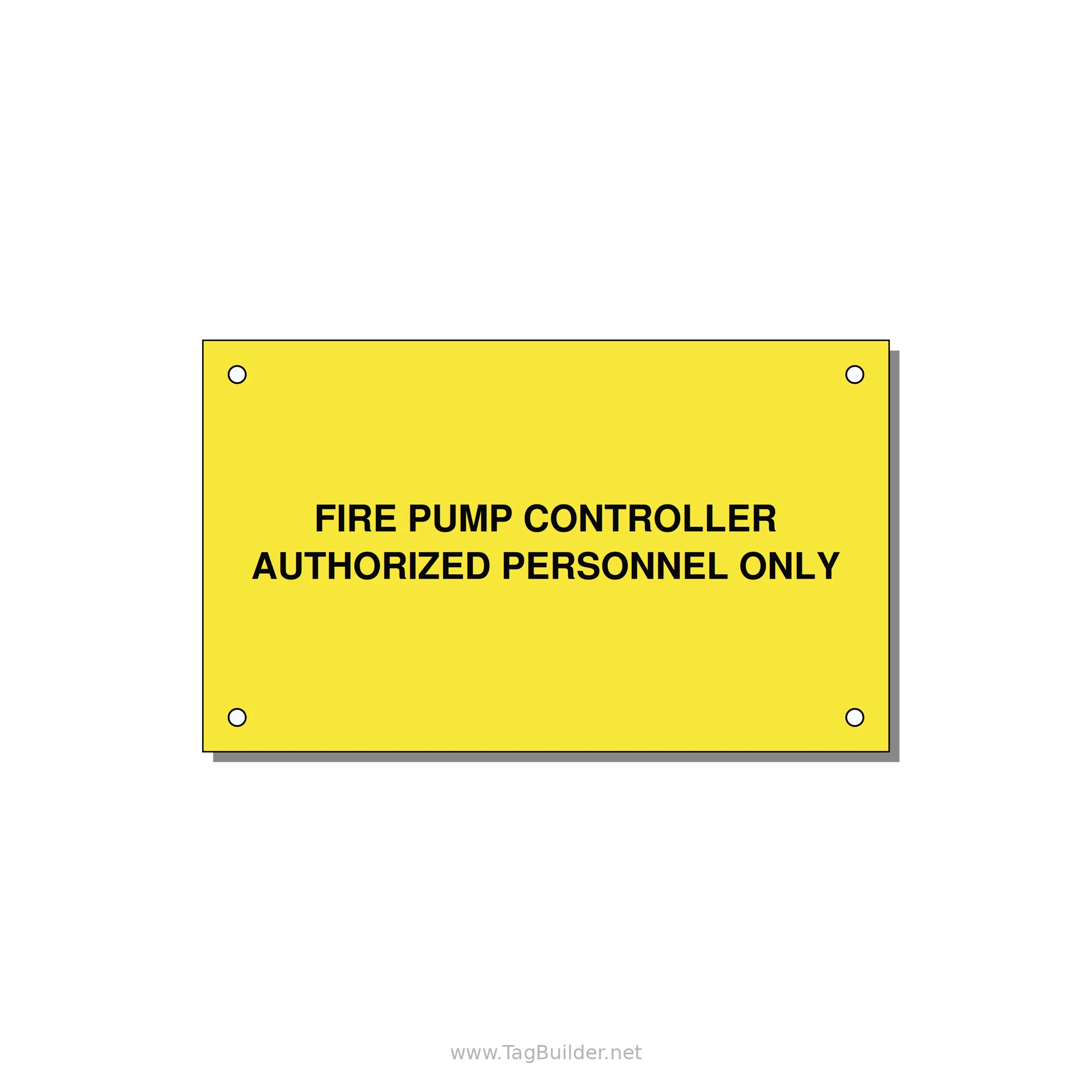 5.0x3.0" Fire Safety Label - FIRE PUMP CONTROLLER AUTH — 5x3" Black on Yellow, Holes