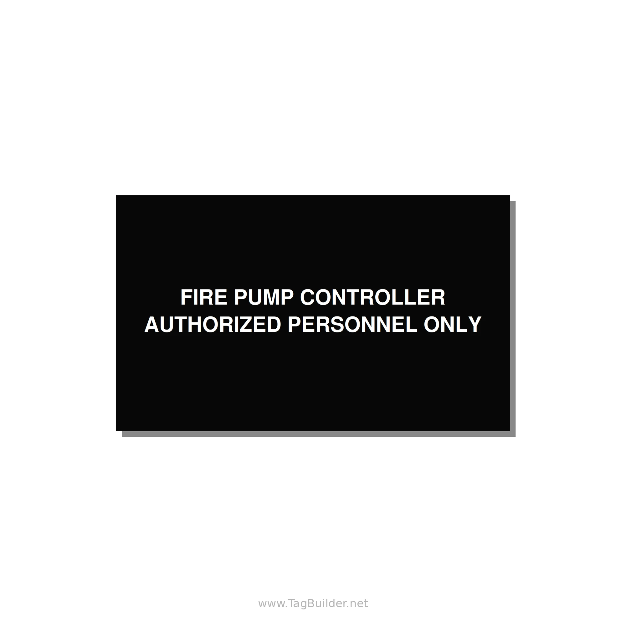 5.0x3.0" Fire Safety Label - FIRE PUMP CONTROLLER AUTH — 5x3" White on Black, Adhesive