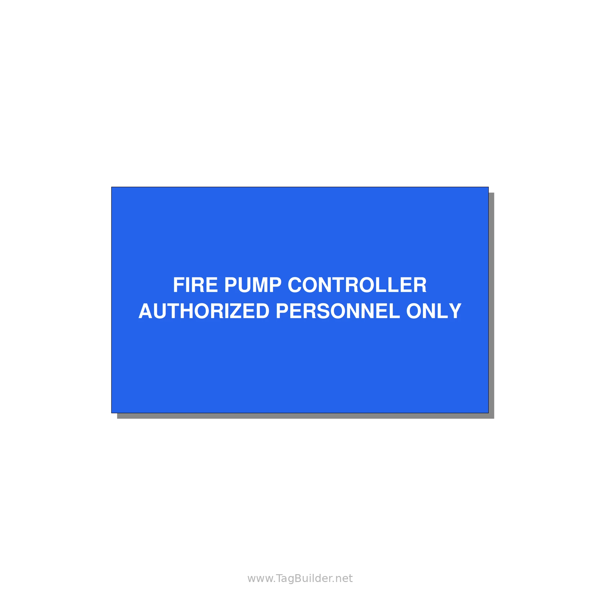 5.0x3.0" Fire Safety Label - FIRE PUMP CONTROLLER AUTH — 5x3" White on Blue, Adhesive