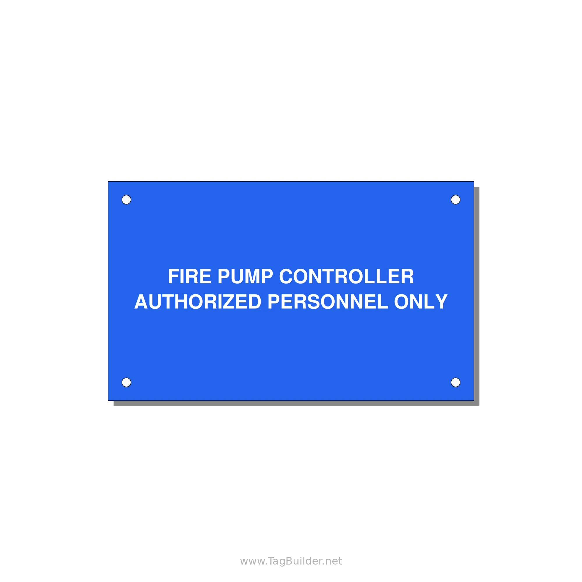 5.0x3.0" Fire Safety Label - FIRE PUMP CONTROLLER AUTH — 5x3" White on Blue, Holes