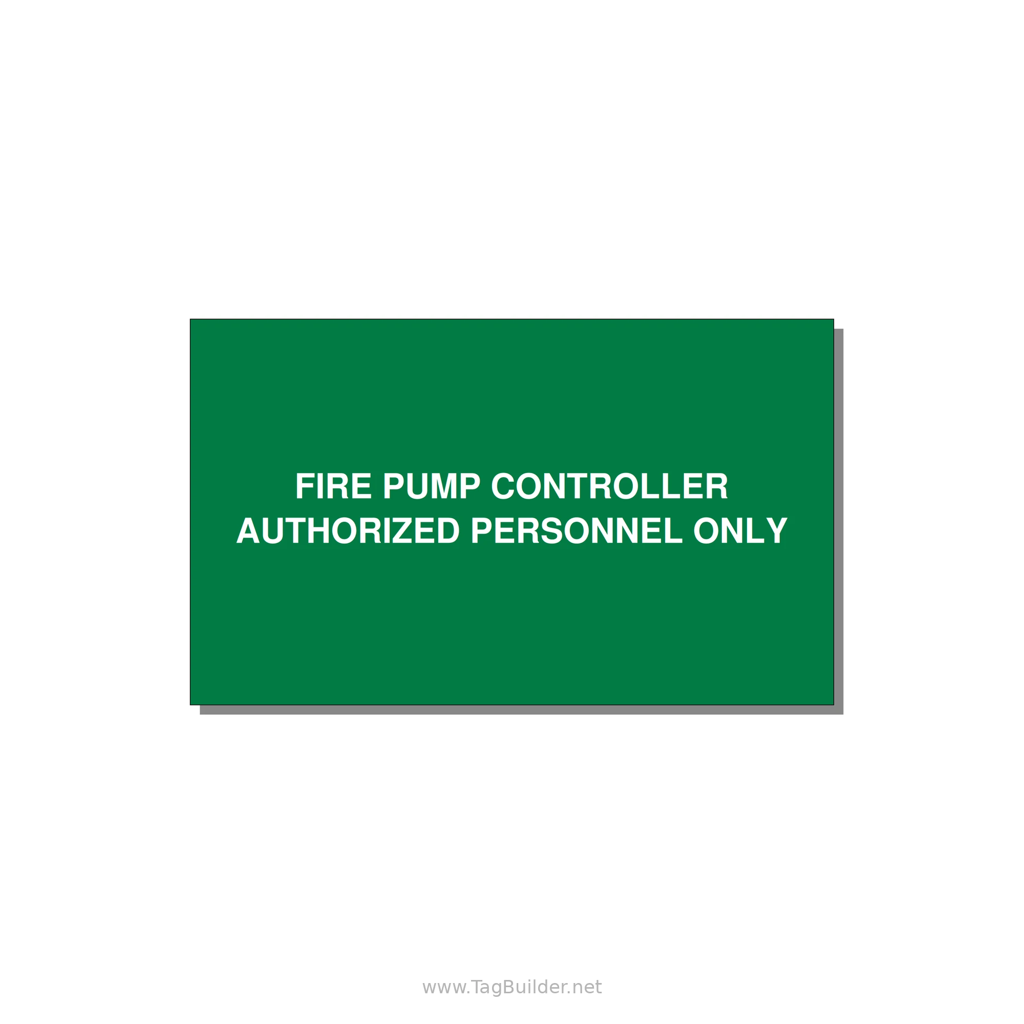 5.0x3.0" Fire Safety Label - FIRE PUMP CONTROLLER AUTH — 5x3" White on Green, Adhesive