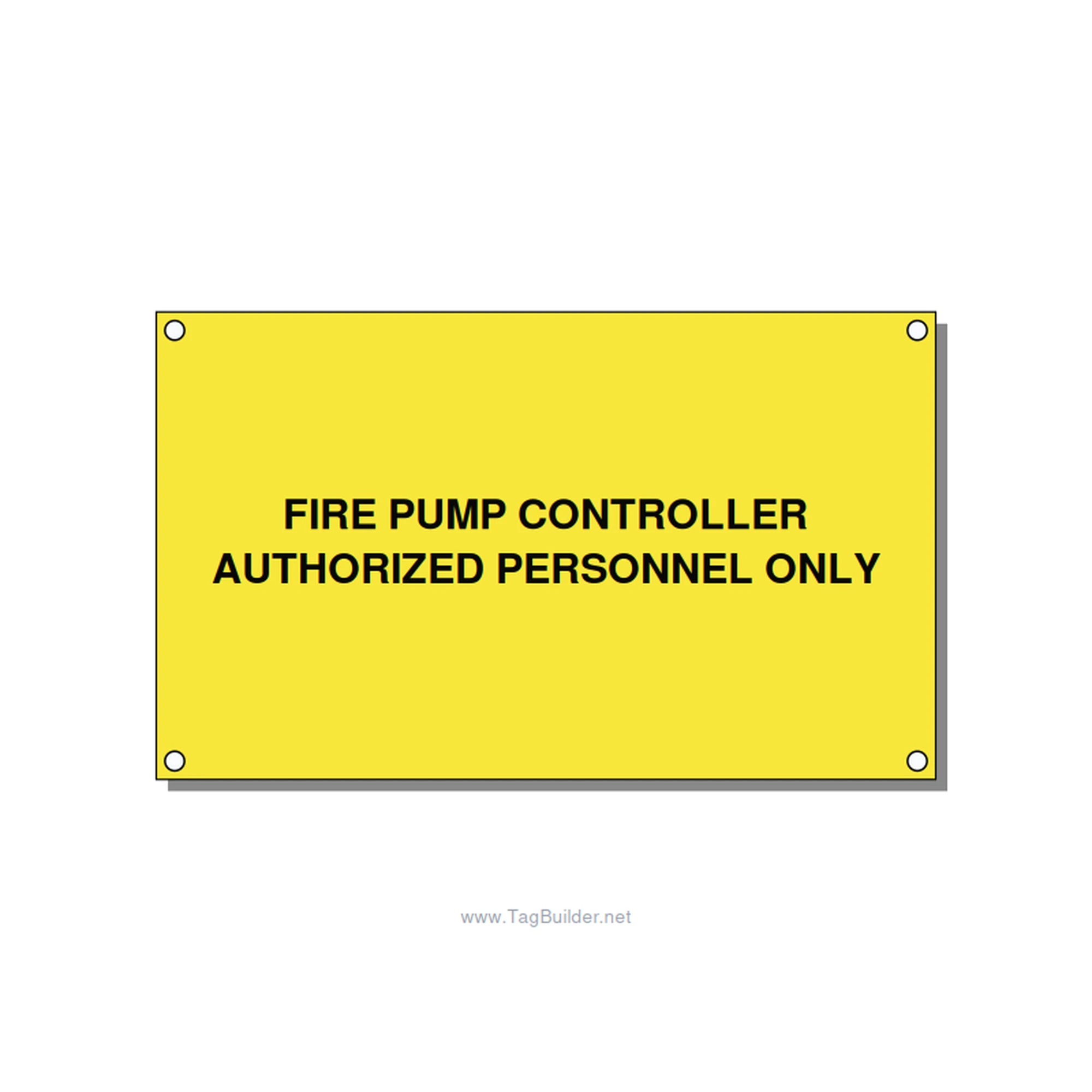 5.0x3.0" Fire Safety Label - FIRE PUMP CONTROLLER AUTH, Black/Yellow, Holes