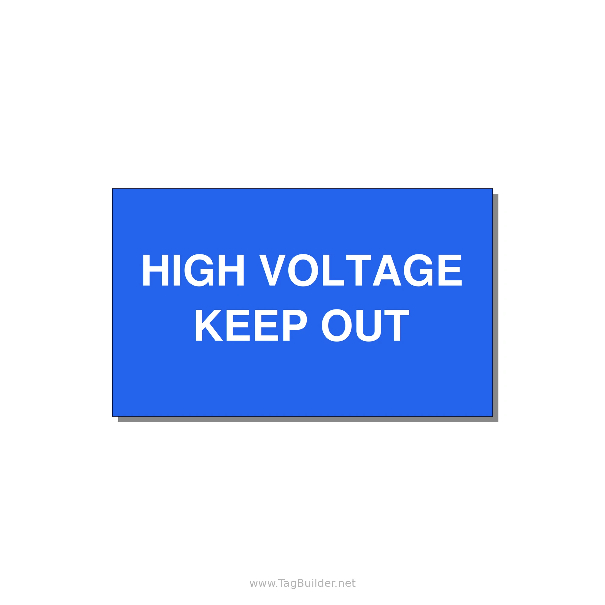 5.0x3.0" High Voltage Warning Sign - HIGH VOLTAGE KEEP OUT — 5x3" White on Blue, Adhesive