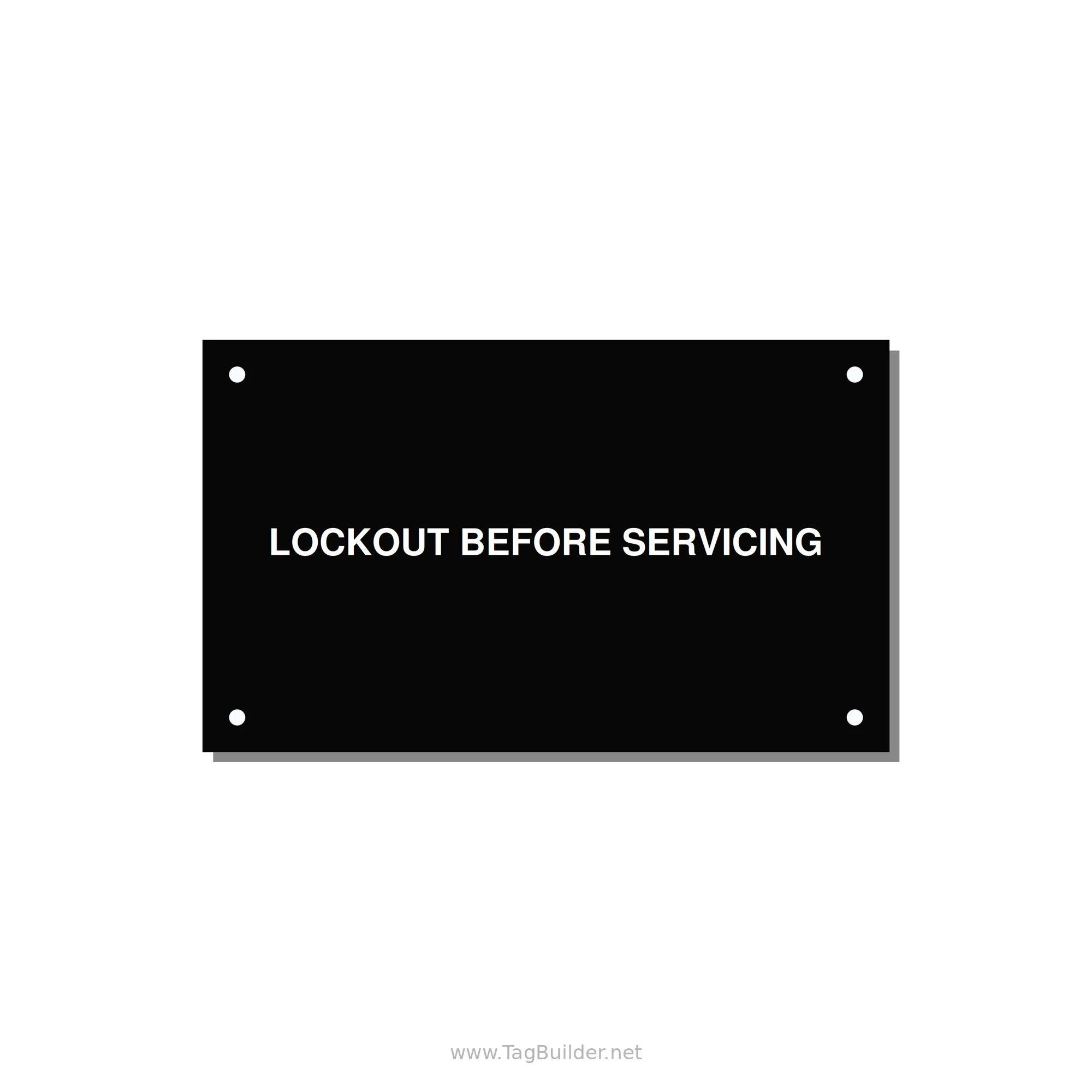 5.0x3.0" Lockout Tagout Label - LOCKOUT BEFORE SERVICING — 5x3" White on Black, Holes