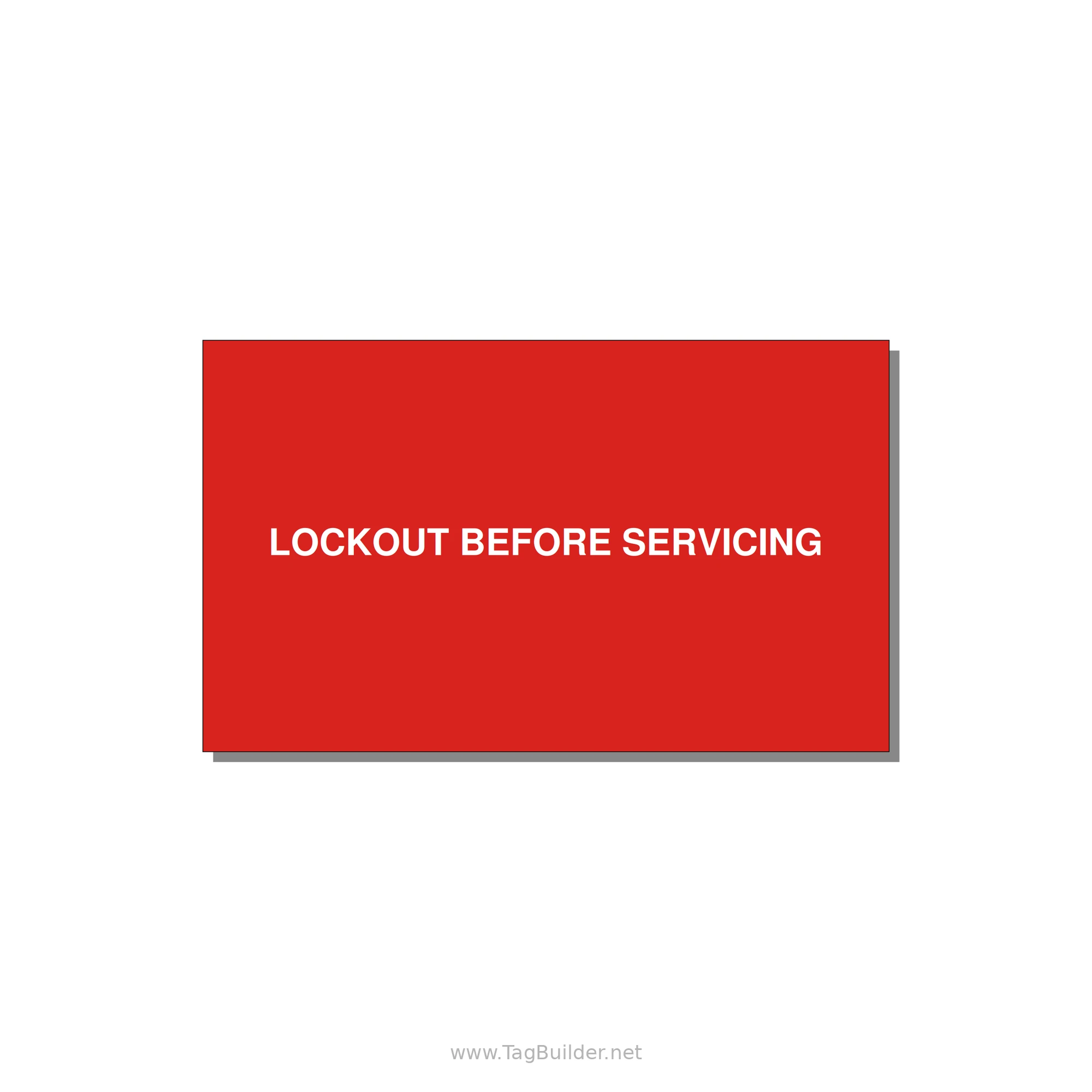 5.0x3.0" Lockout Tagout Label - LOCKOUT BEFORE SERVICING — 5x3" White on Red, Adhesive
