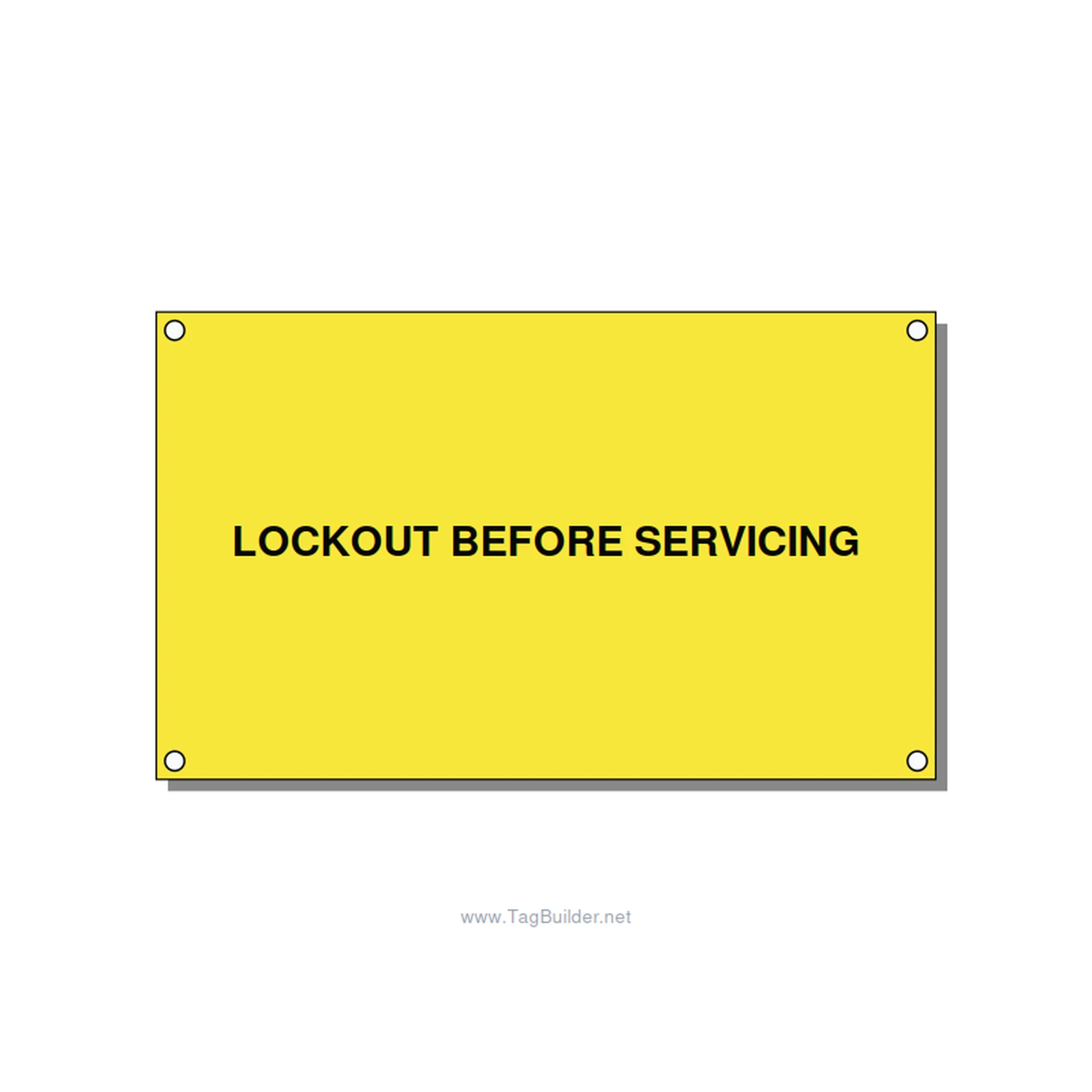 5.0x3.0" Lockout Tagout Label - LOCKOUT BEFORE SERVICING, Black/Yellow, Holes