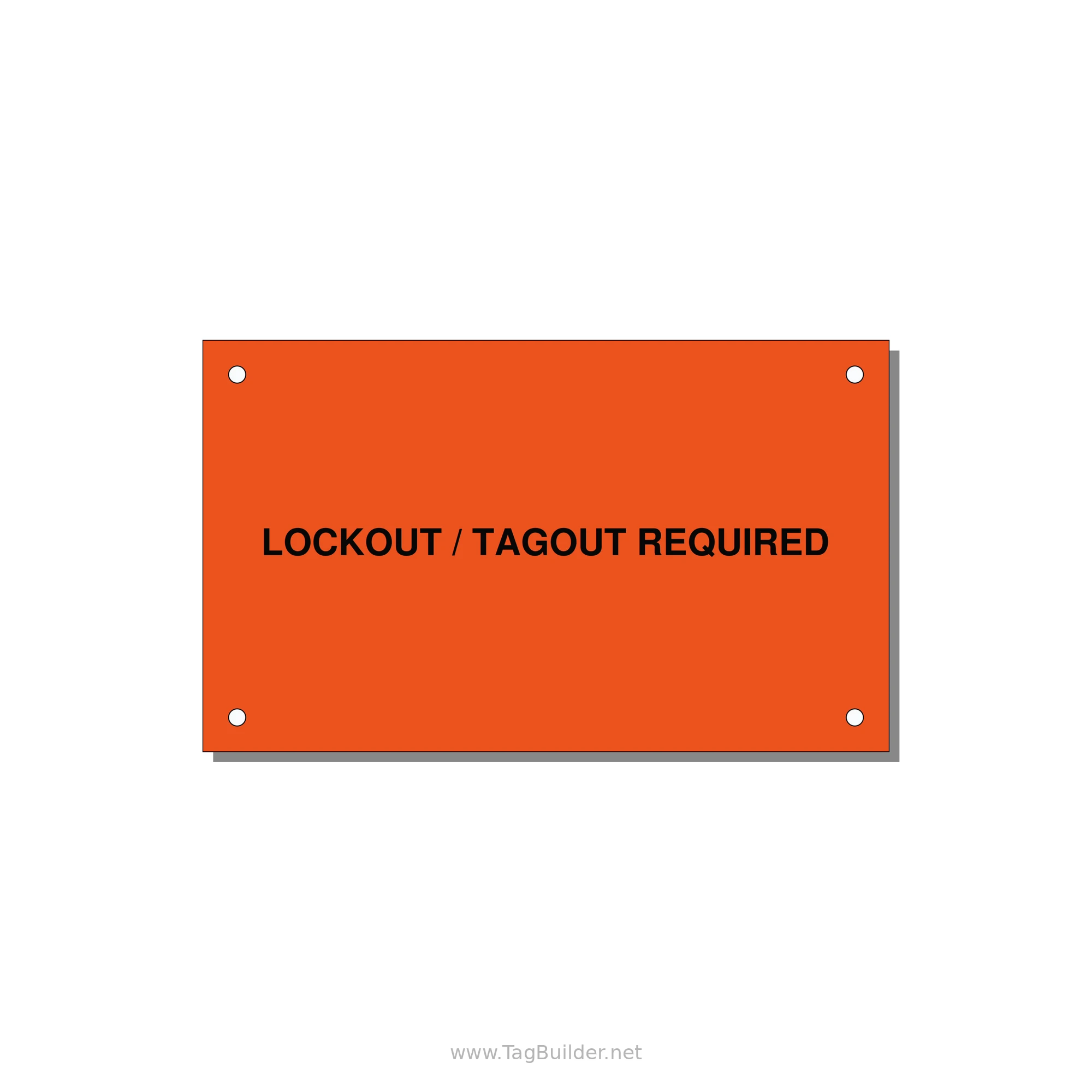 5.0x3.0" Lockout Tagout Label - LOCKOUT / TAGOUT REQUIRED — 5x3" Black on Orange, Holes
