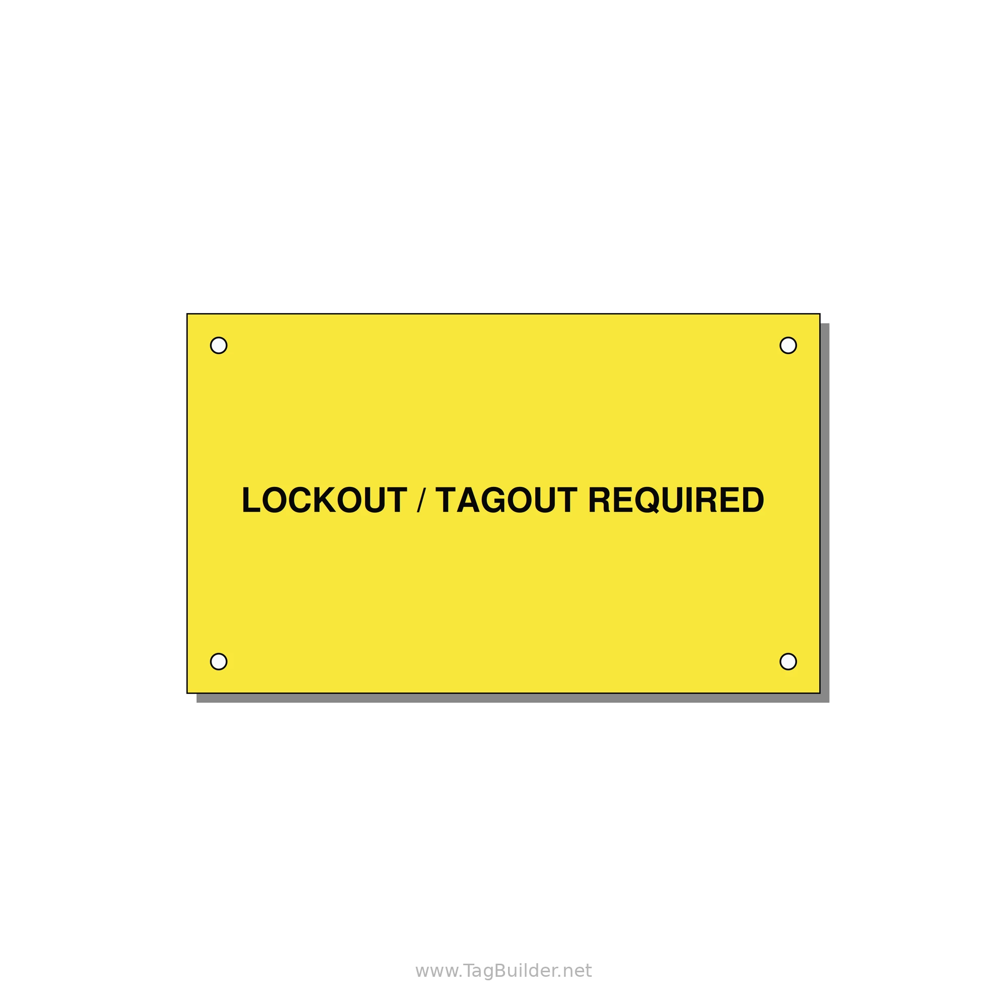 5.0x3.0" Lockout Tagout Label - LOCKOUT / TAGOUT REQUIRED — 5x3" Black on Yellow, Holes