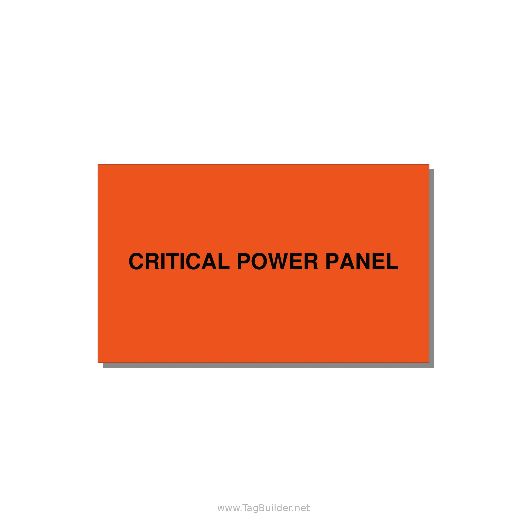 5.0x3.0" Panel Identification Label - CRITICAL POWER PANEL — 5x3" Black on Orange, Adhesive