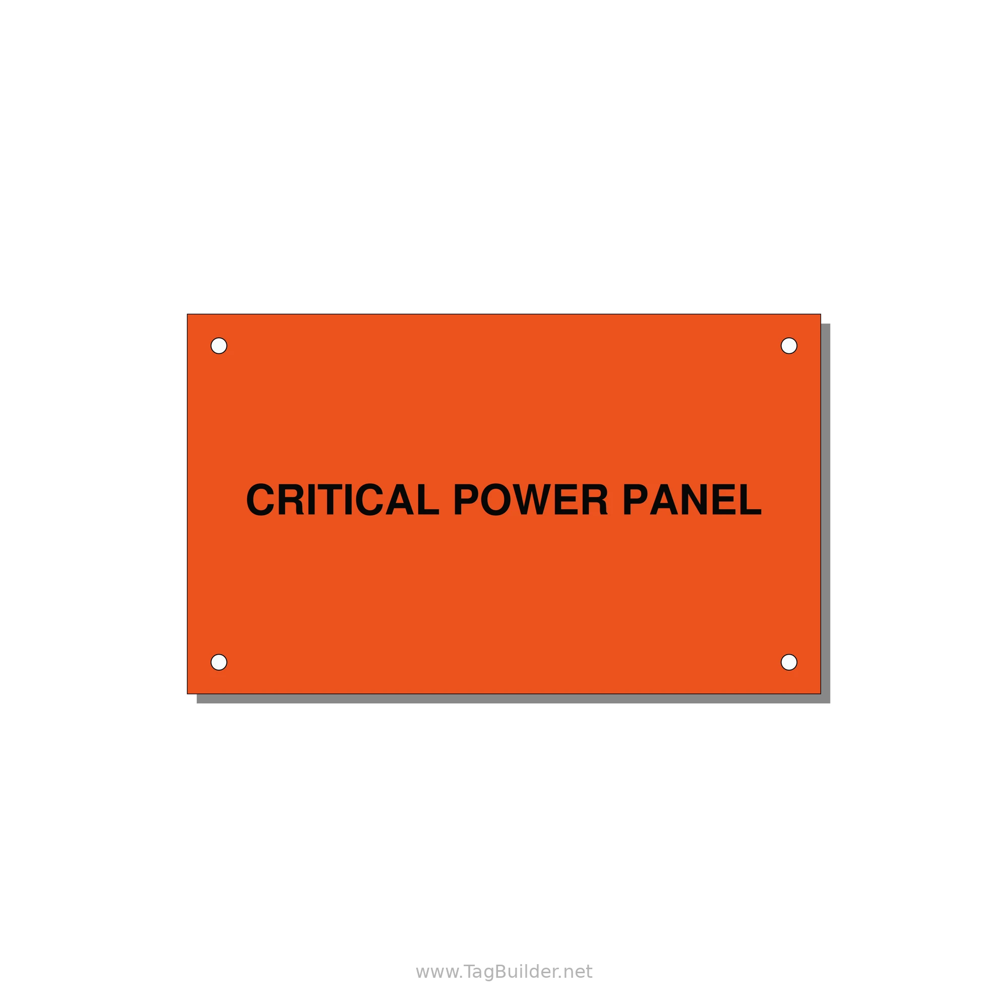 5.0x3.0" Panel Identification Label - CRITICAL POWER PANEL — 5x3" Black on Orange, Holes