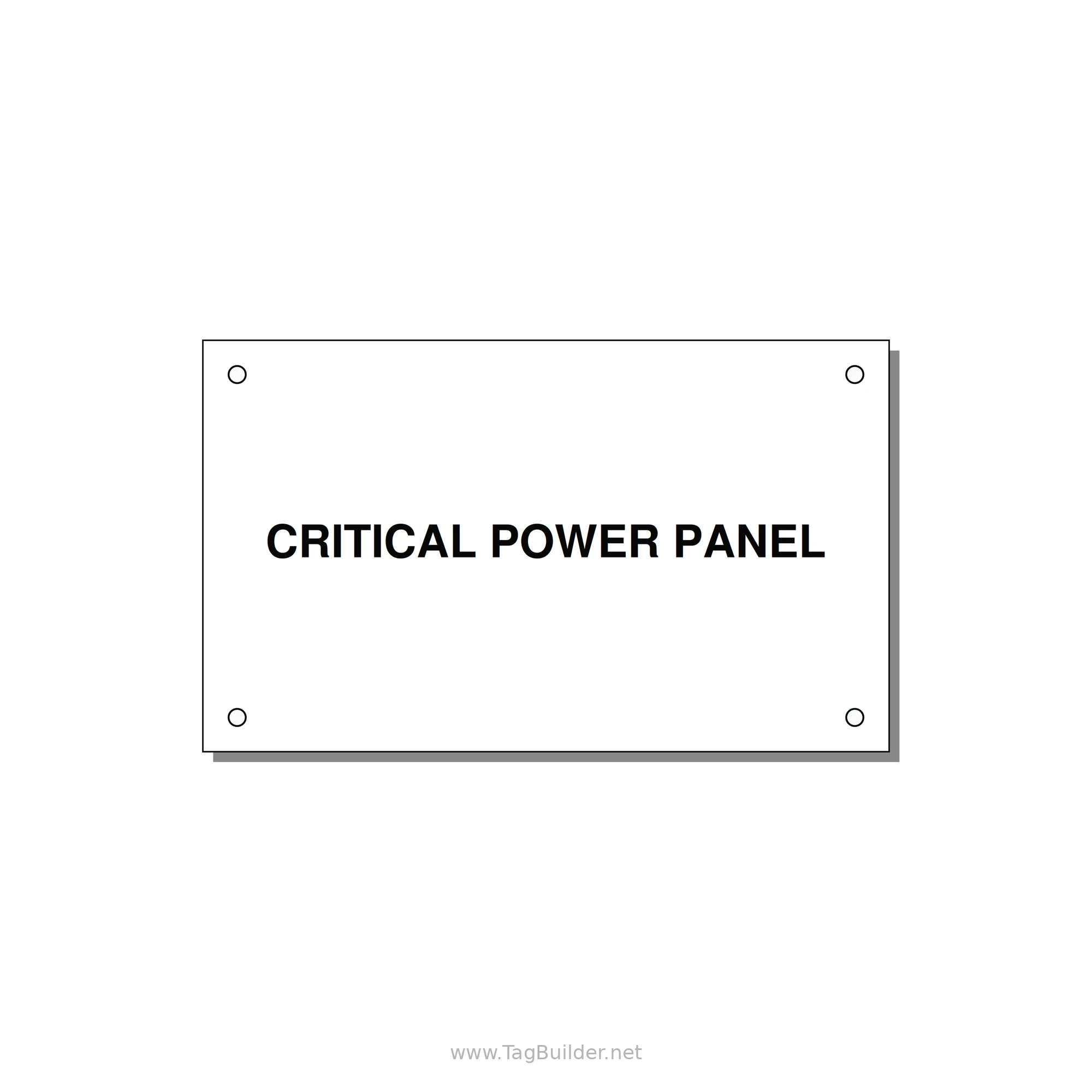 5.0x3.0" Panel Identification Label - CRITICAL POWER PANEL — 5x3" Black on White, Holes