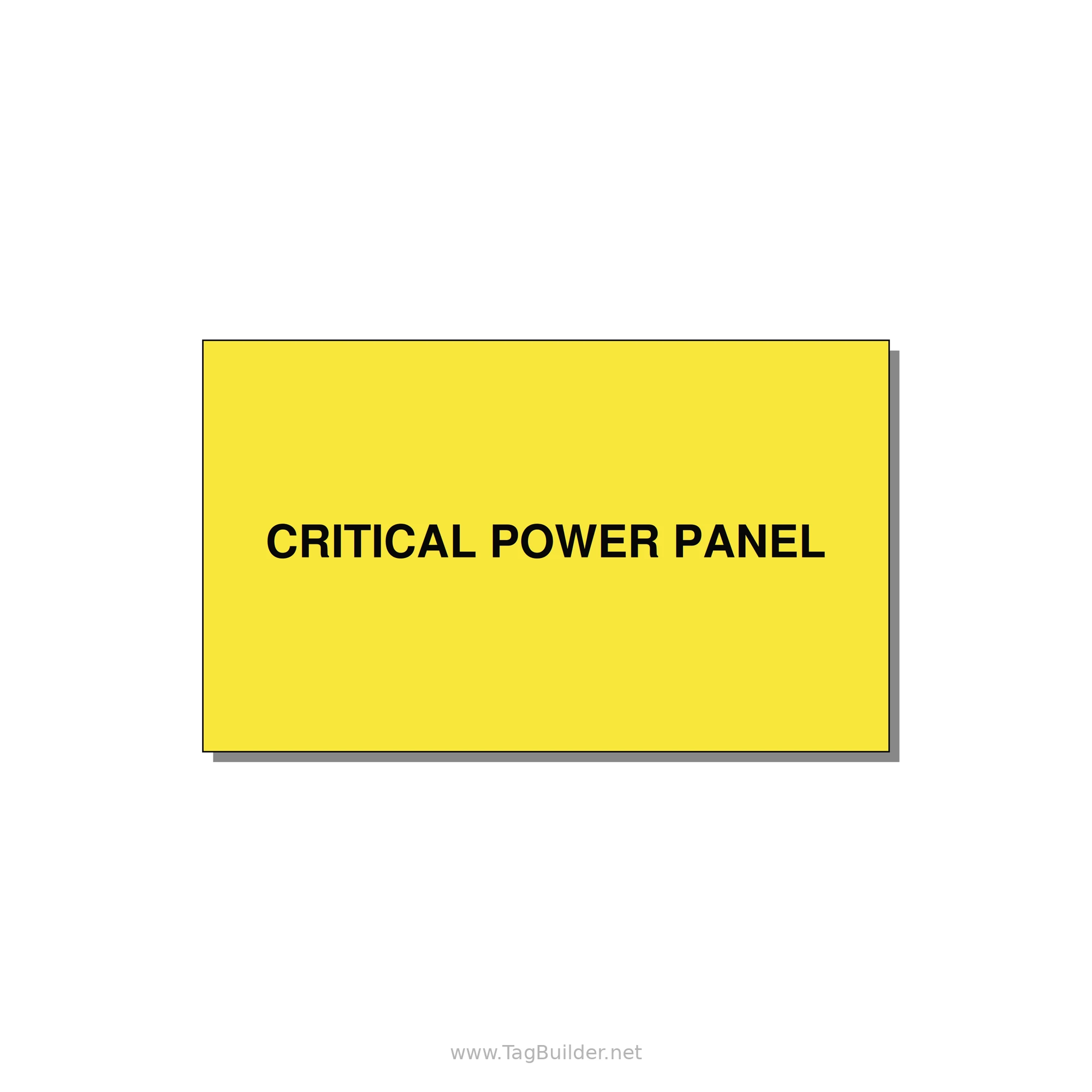 5.0x3.0" Panel Identification Label - CRITICAL POWER PANEL — 5x3" Black on Yellow, Adhesive