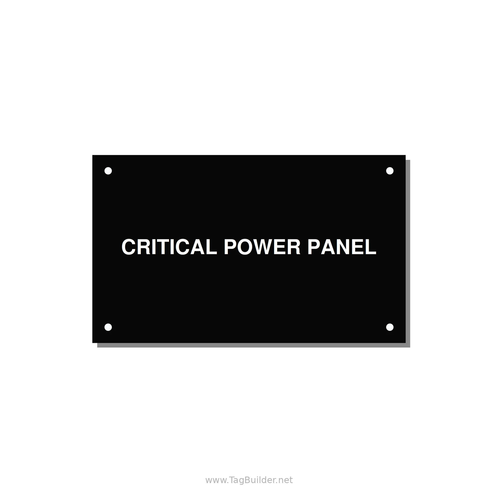 5.0x3.0" Panel Identification Label - CRITICAL POWER PANEL — 5x3" White on Black, Holes