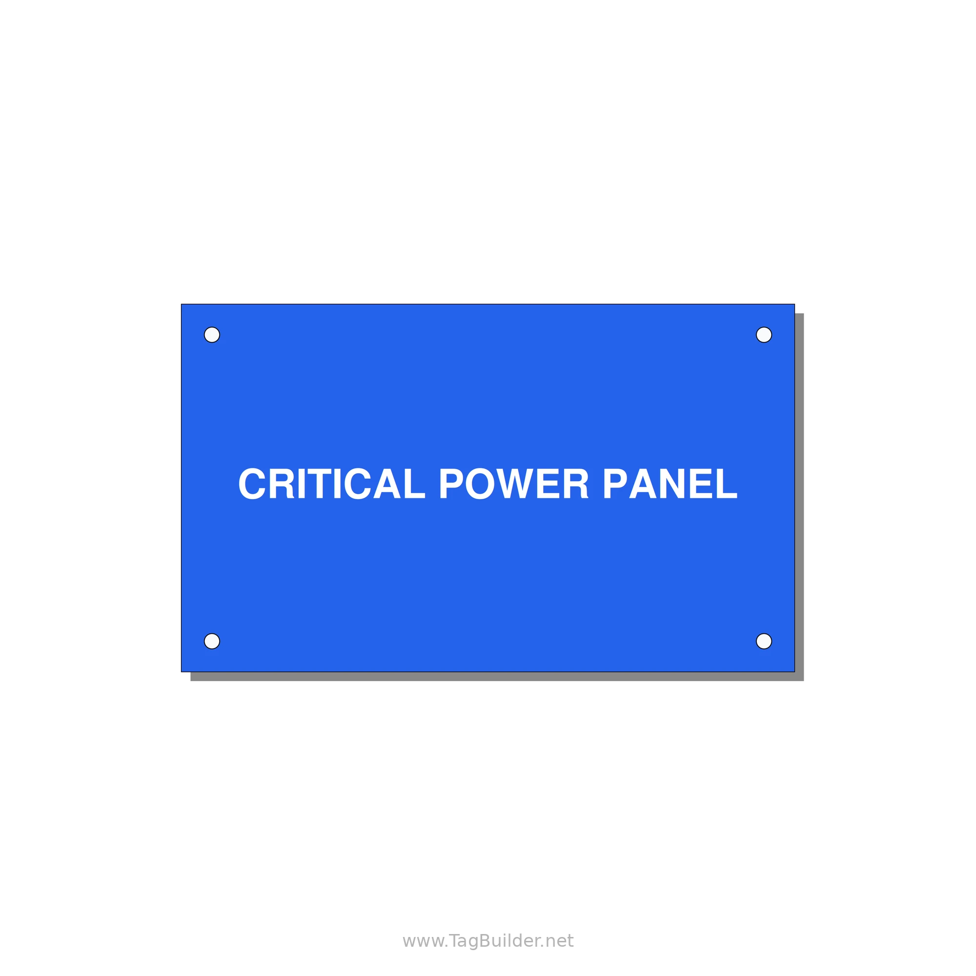 5.0x3.0" Panel Identification Label - CRITICAL POWER PANEL — 5x3" White on Blue, Holes