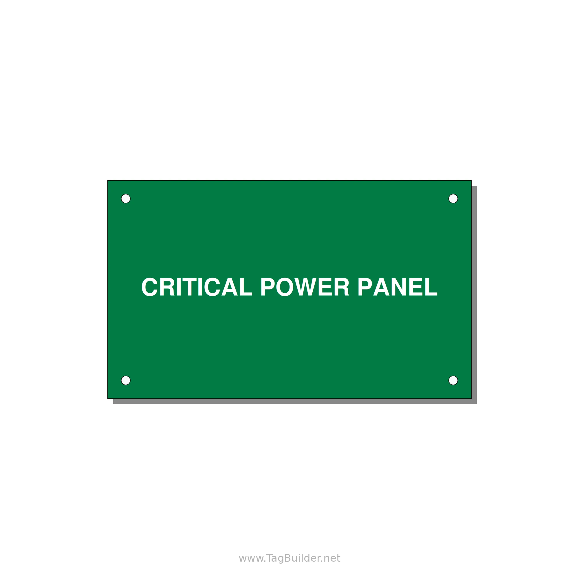 5.0x3.0" Panel Identification Label - CRITICAL POWER PANEL — 5x3" White on Green, Holes