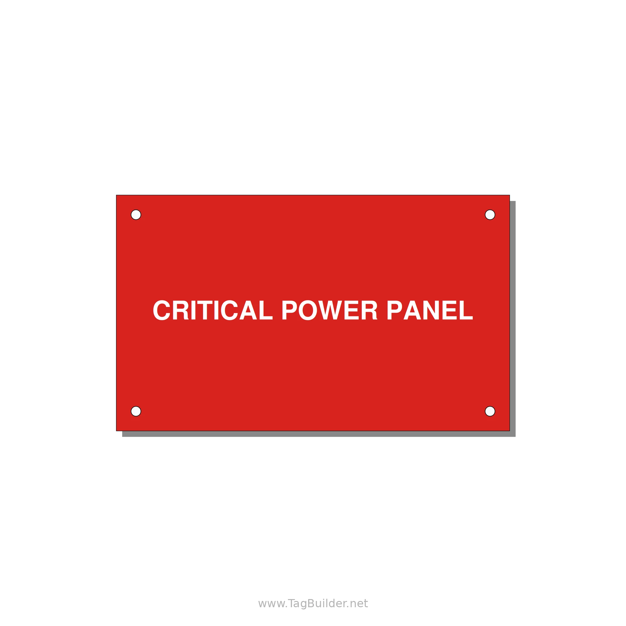 5.0x3.0" Panel Identification Label - CRITICAL POWER PANEL — 5x3" White on Red, Holes
