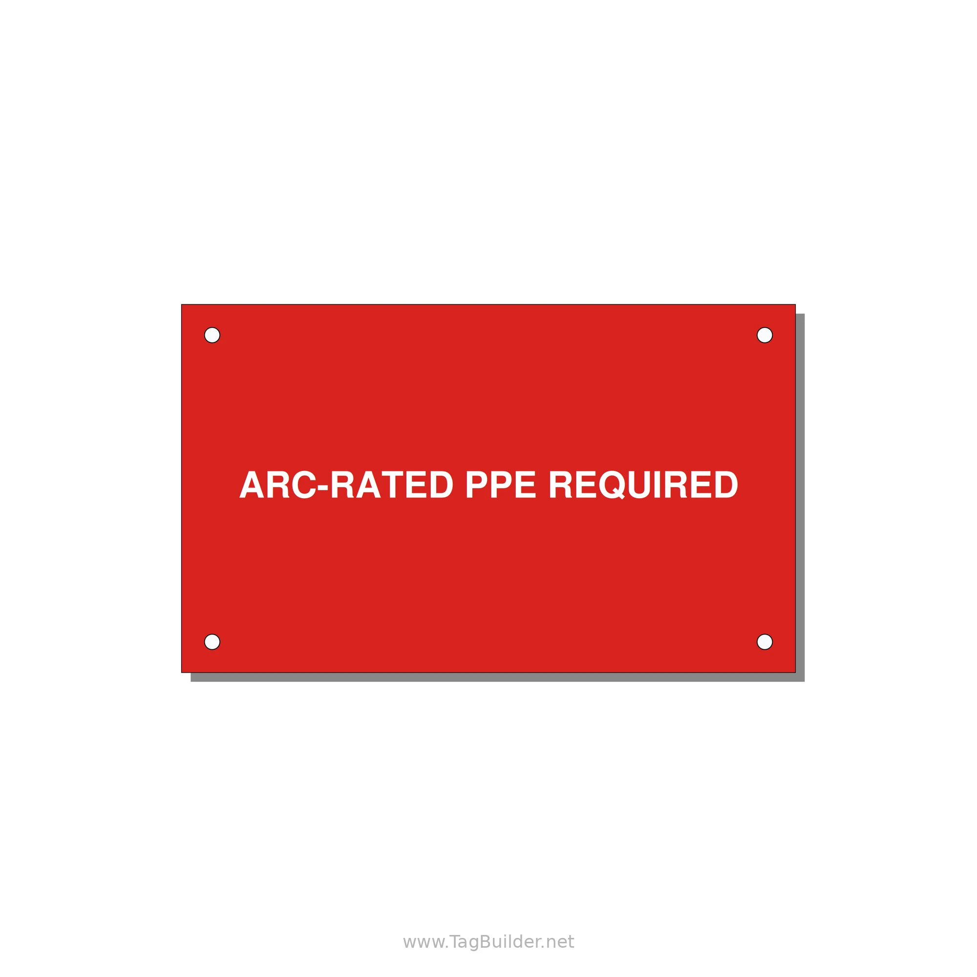 5.0x3.0" PPE Requi — 5x3" White on Red, Holes