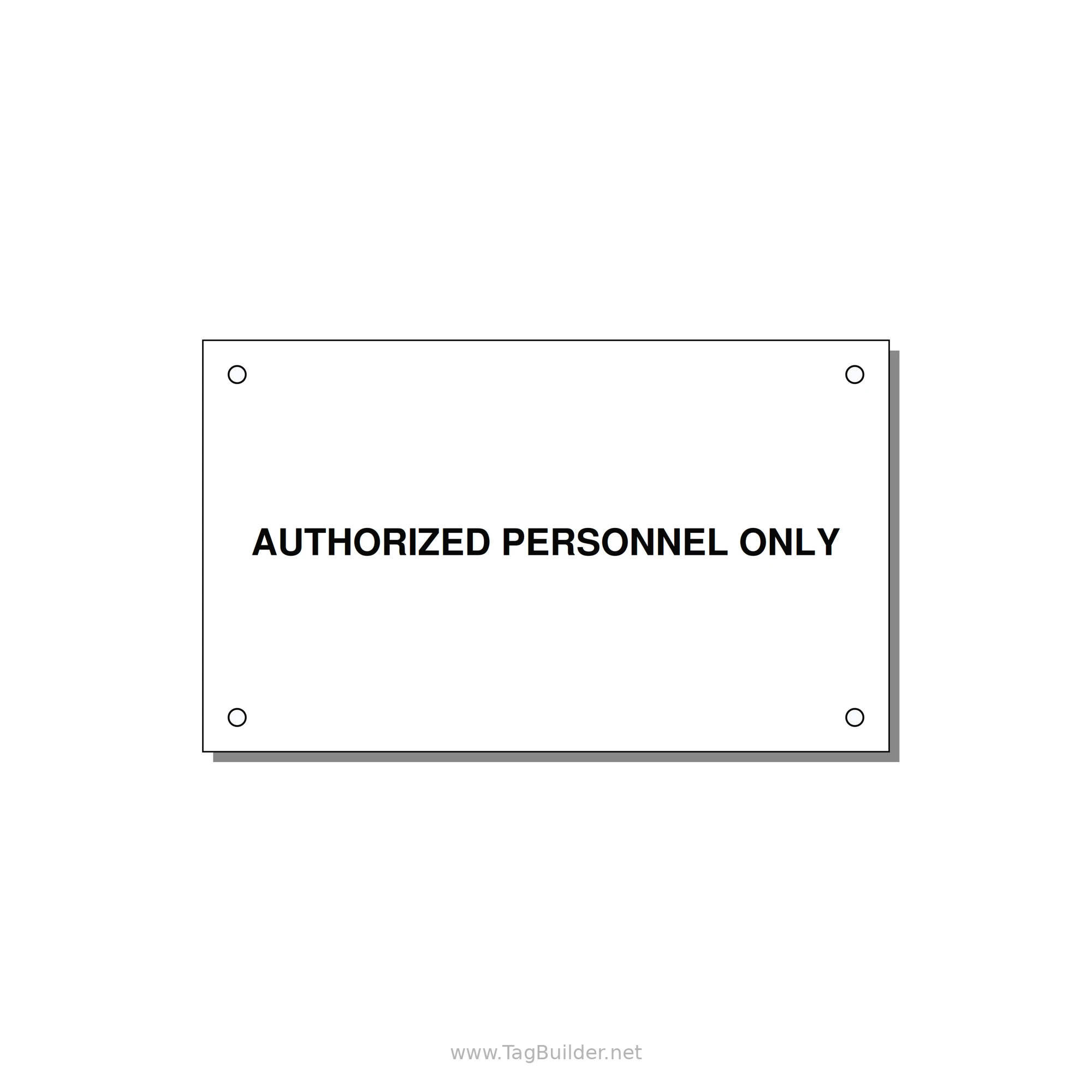 5.0x3.0" Safety Label - AUTHORIZED PERSONNEL ONLY — 5x3" Black on White, Holes