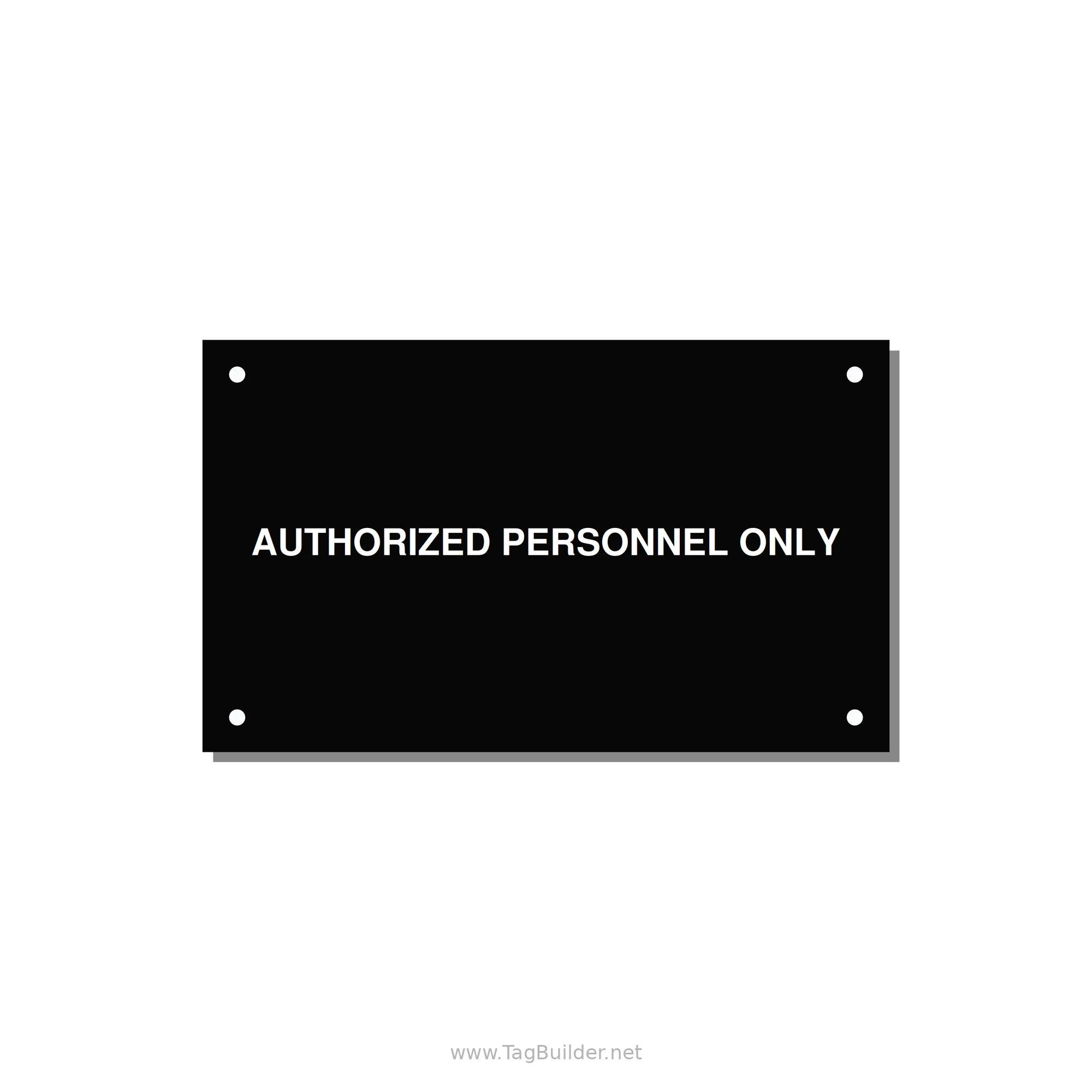 5.0x3.0" Safety Label - AUTHORIZED PERSONNEL ONLY — 5x3" White on Black, Holes